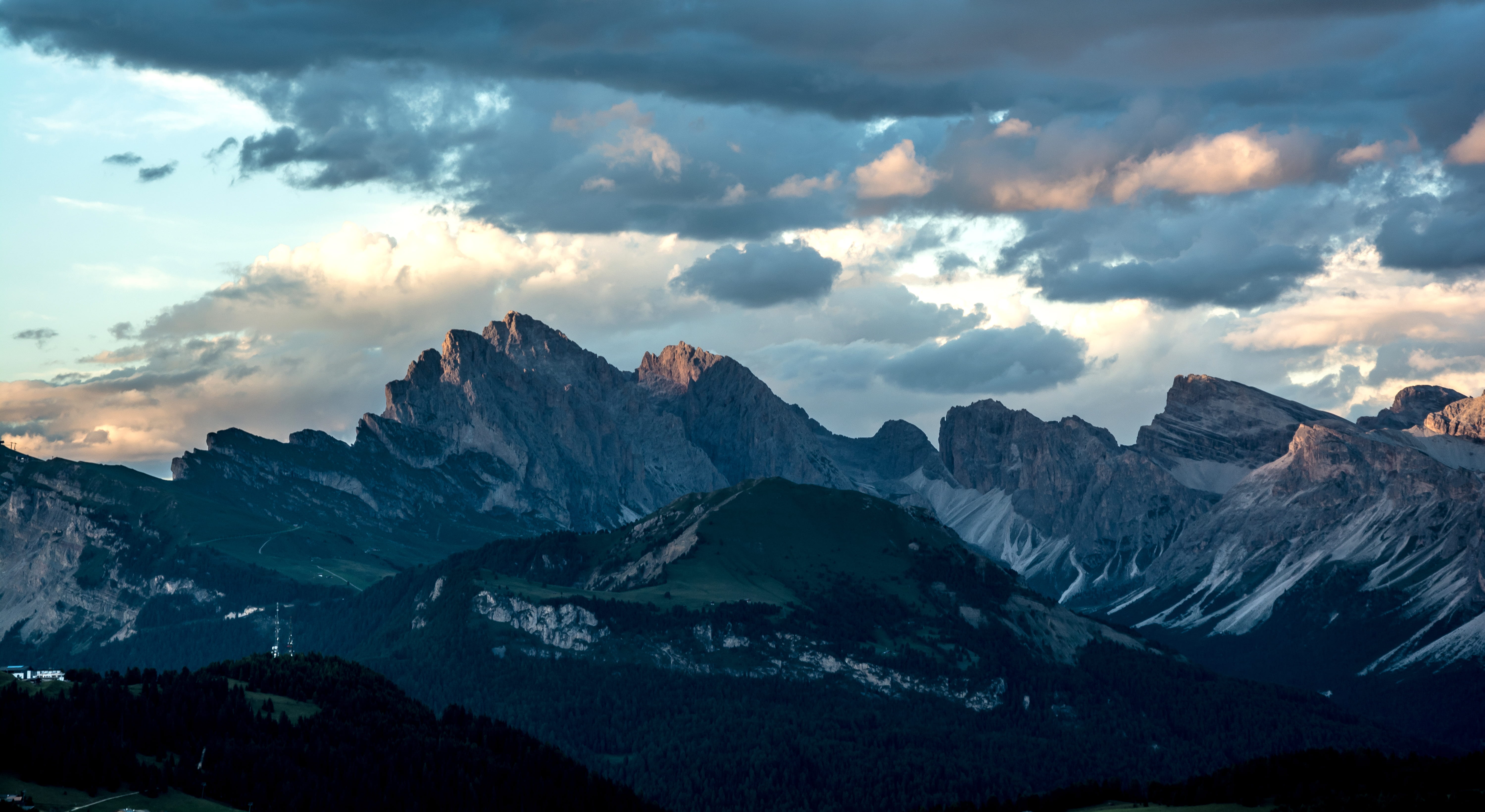 compaccio, winter, italy, snowcapped mountain, formation, mountain range, sunset, alps, nature, landscape, cold temperature, scenics - nature, beauty in nature, HD Wallpaper