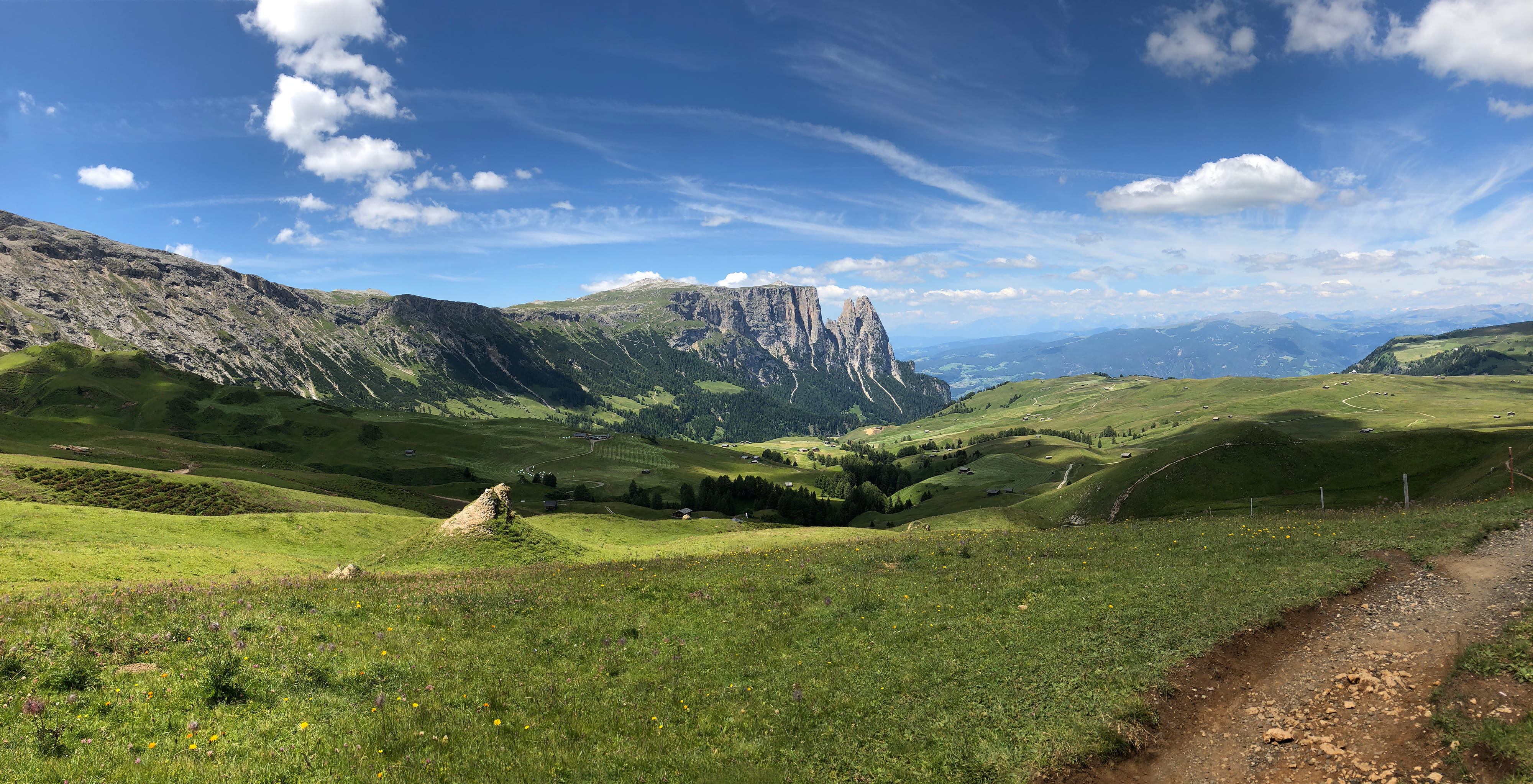 plant, tranquility, landscape, mountain, sky, land, rural scene, field, cloud - sky, environment, scenics - nature, trekking, green color, dolomites, alpe di siusi, HD Wallpaper