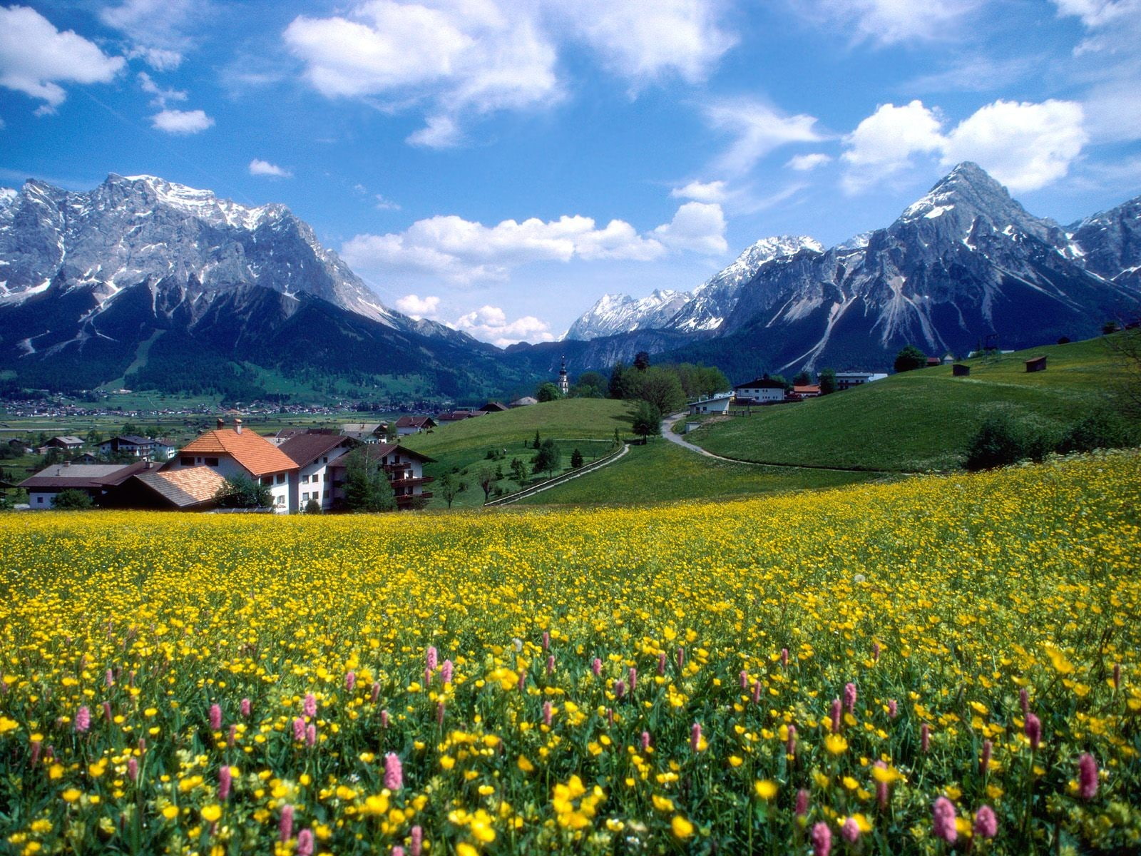 village, Alps, mountains, Germany, landscape, 720P, HD Wallpaper