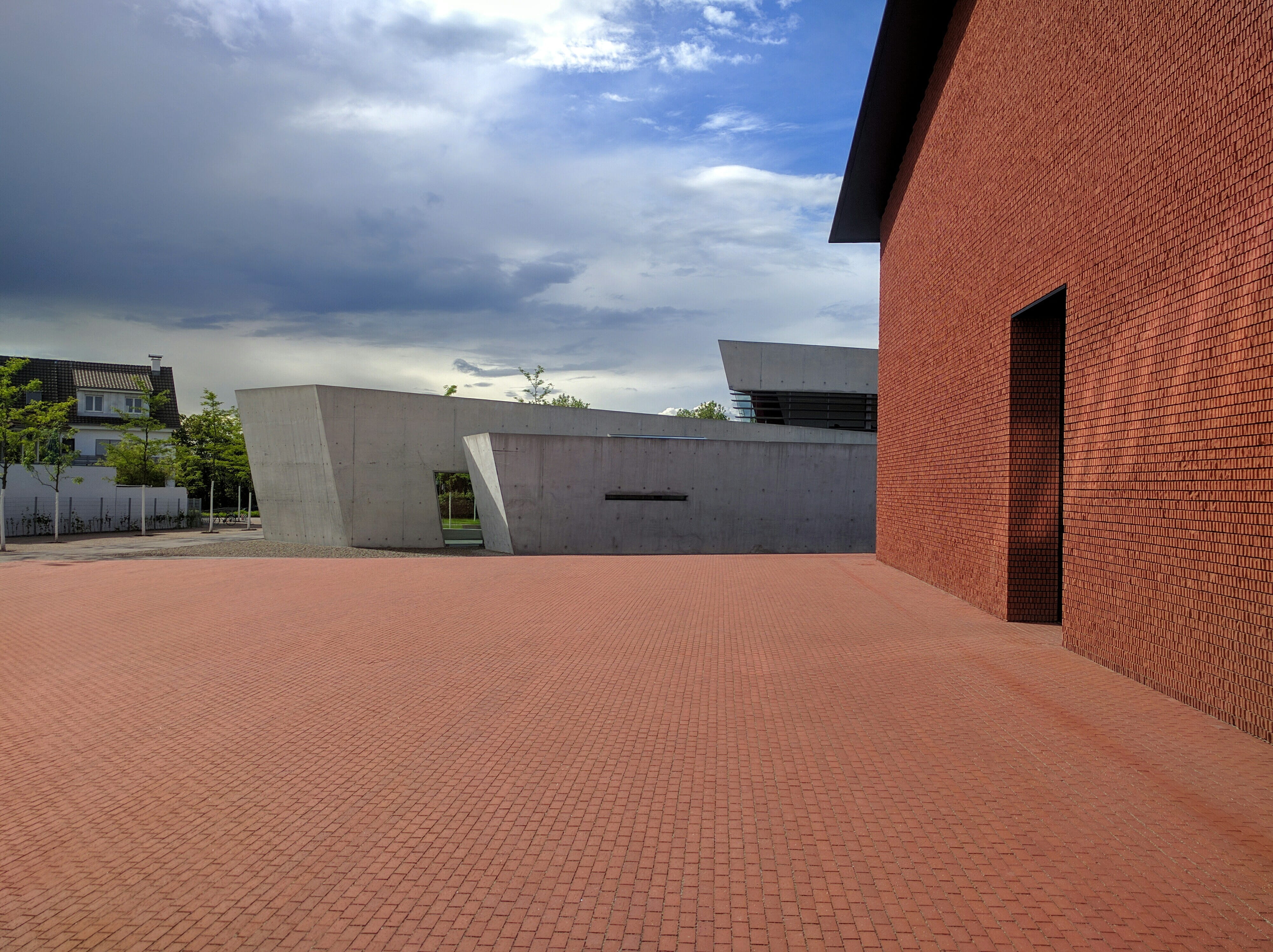 germany, fire station, building, vitra fire station, sunlight, luxury, courtyard, entrance, building exterior, house, roof, architecture, no people, window, HD Wallpaper