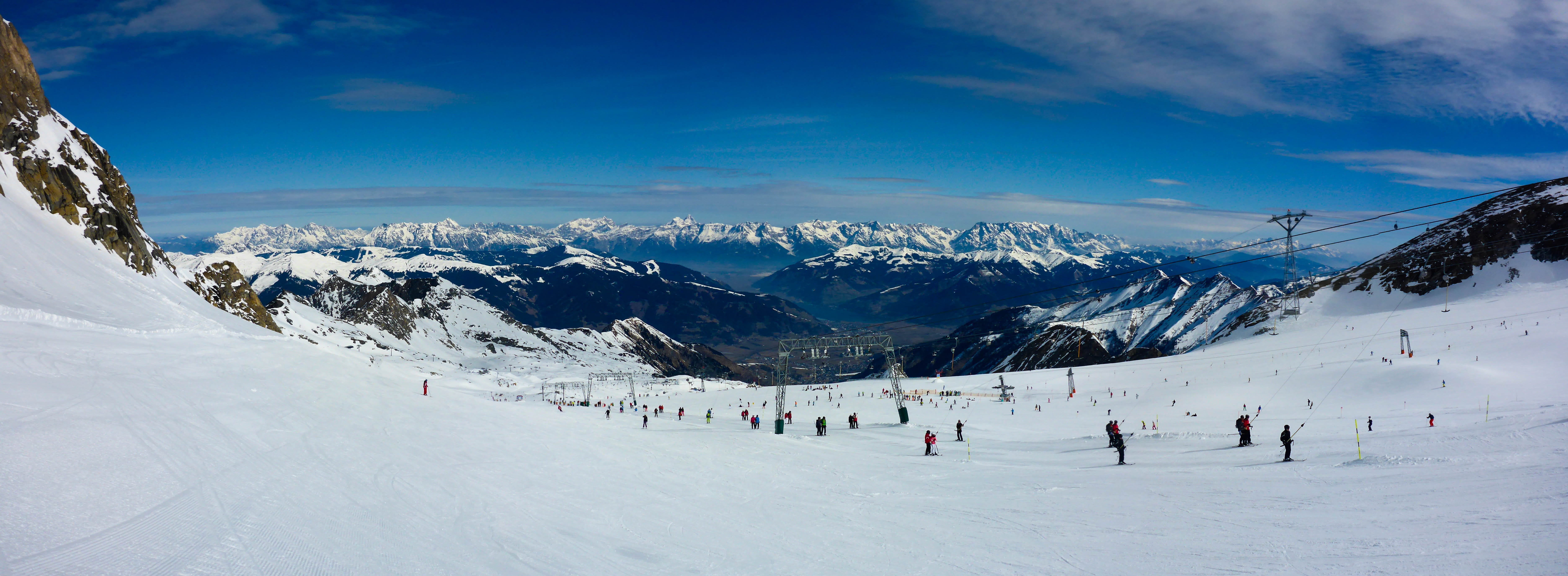 mountains, adventure, mountain range, view, winter, distant view, group of people, daytime, mountain, austria, skiers, cold temperature, kitzsteinhorn, HD Wallpaper