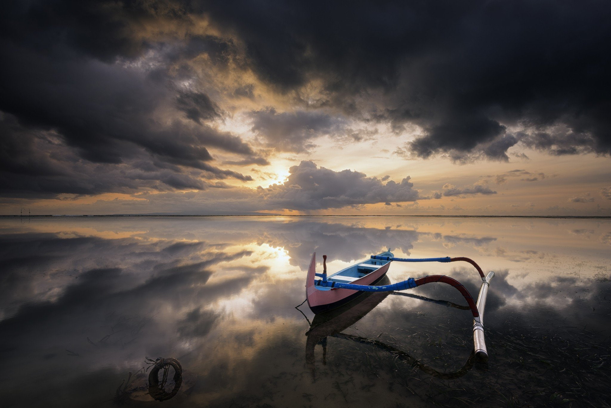1080P, katamaran, mar, nubes, canoa, HD Wallpaper
