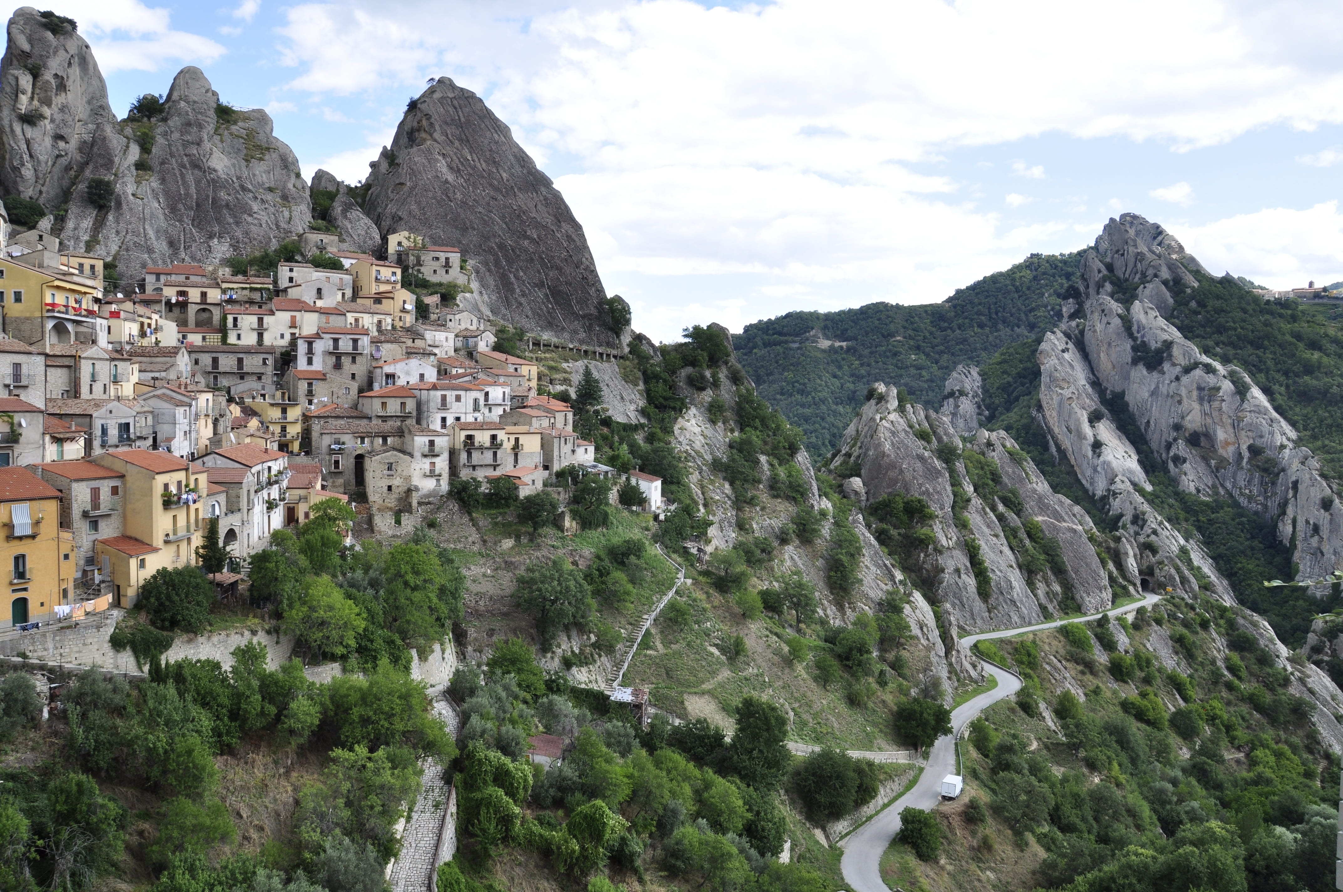 city, house, rock, no people, townscape, plant, basilicata, rock formation, tree, mountain, architecture, landscape, land, cloud - sky, nature, formation, HD Wallpaper