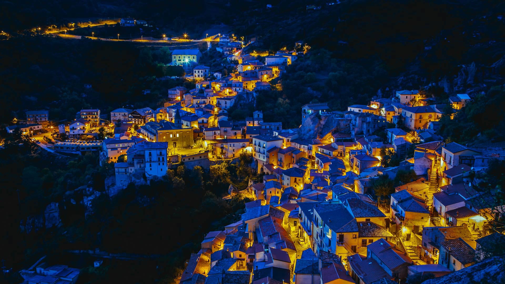 Night, Man Made, 1080P, Castelmezzano, Italy, House, Town, Light, HD Wallpaper
