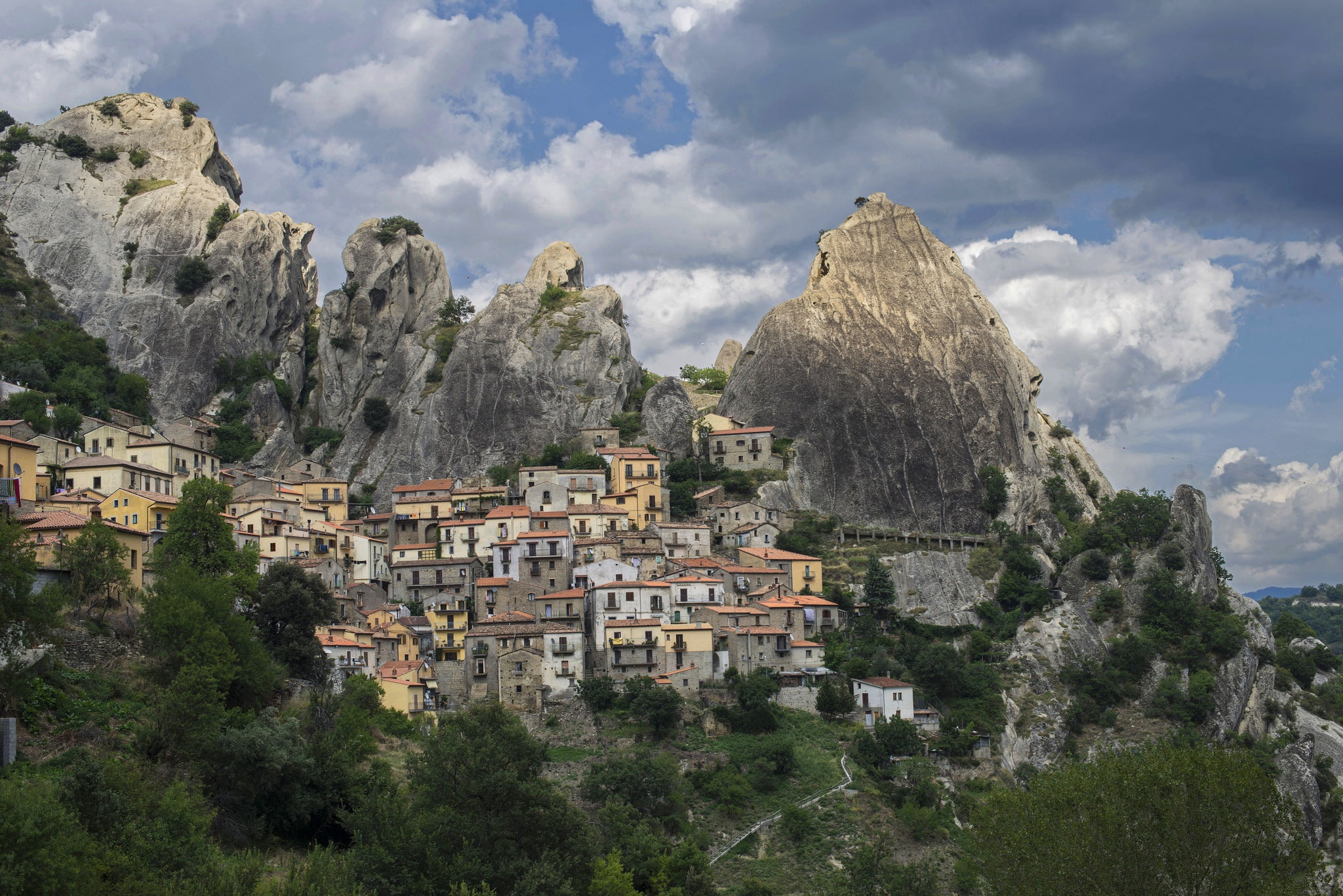 Castelmezzano, mountains, 1080P, Italy, rocks, home, HD Wallpaper