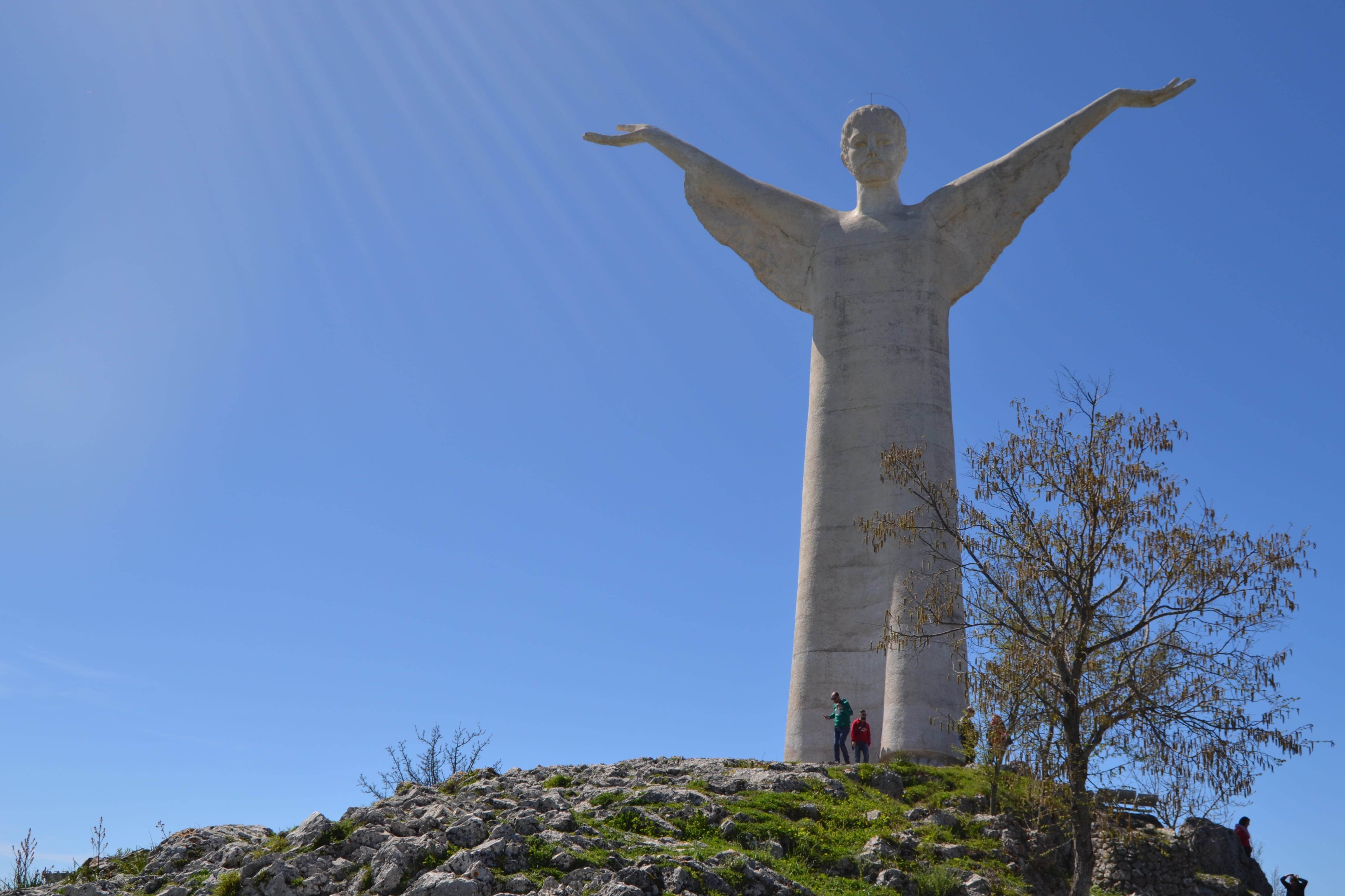 spirituality, religion, cross, basilicata, tourism, trip, vista, low angle view, mediterranean, belief, the past, maratea, city, sculpture, statue, 4K, HD Wallpaper