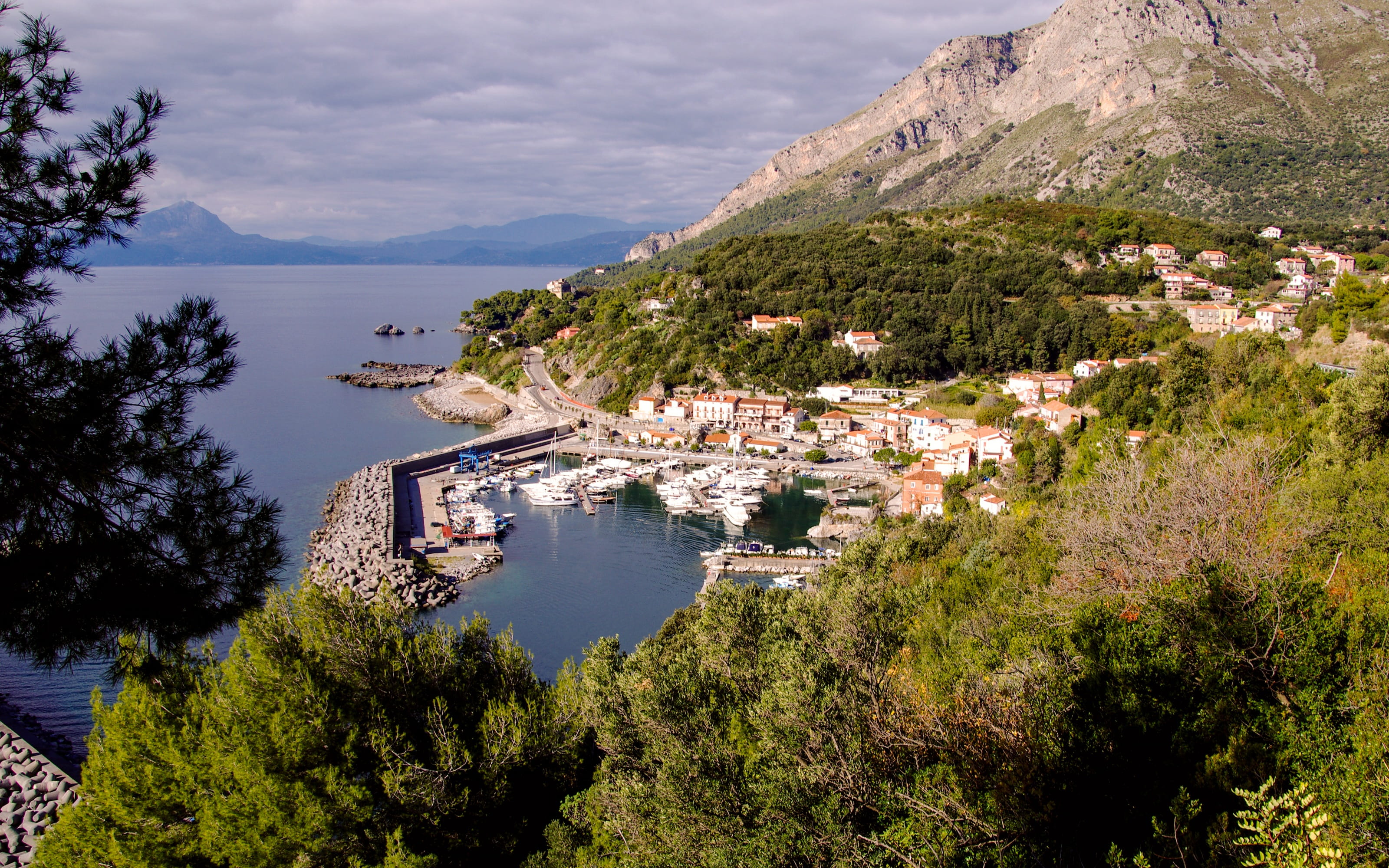 outdoors, water, porto di maratea, beauty in nature, boats, town, Porto, blue, no people, 2K, nautical vessel, day, europe, growth, plant, italy, coastline, HD Wallpaper