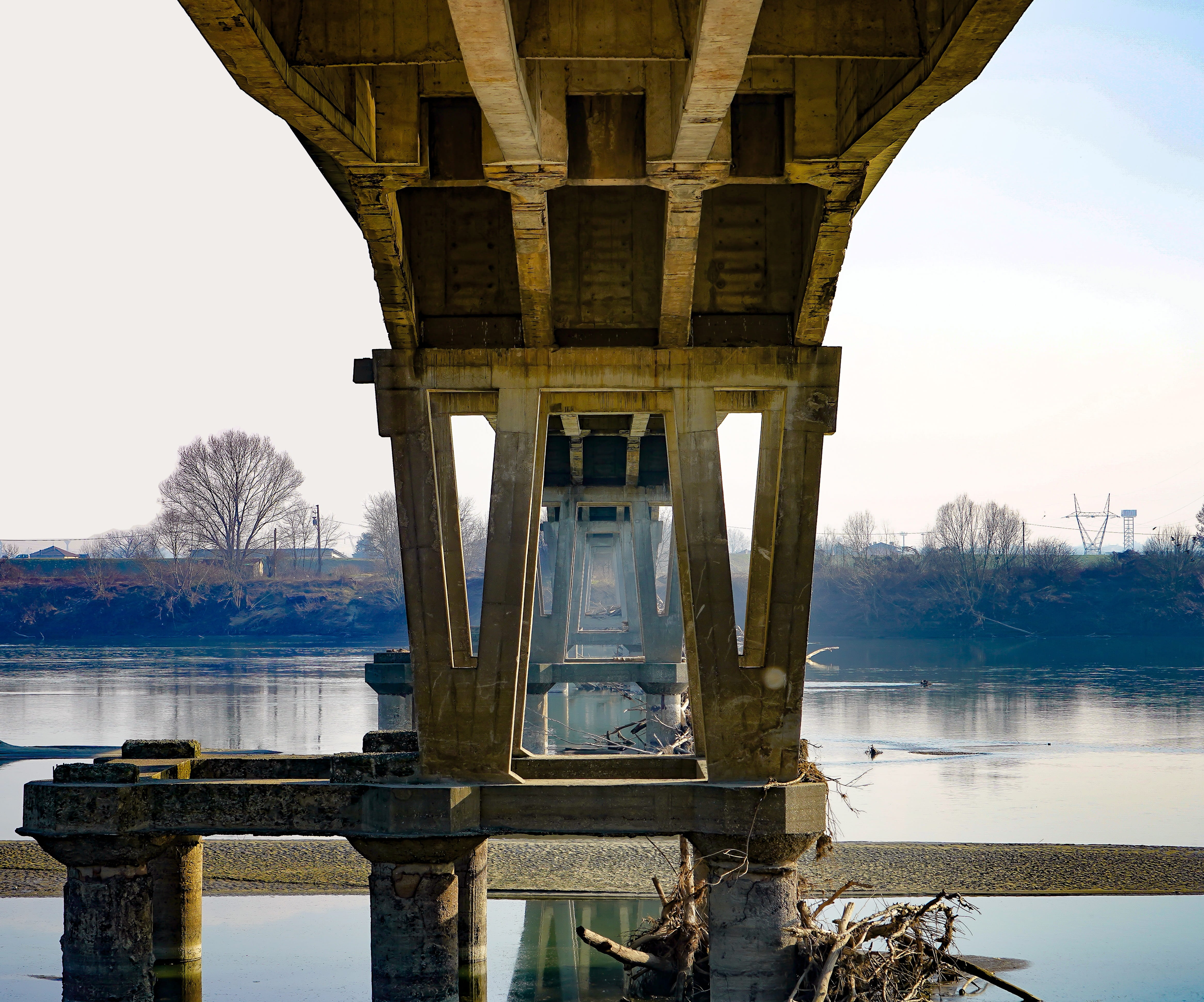 bridge - man made structure, built structure, nature, architectural column, outdoors, no people, lombardy, pavia, architecture, under the bridge, river, HD Wallpaper