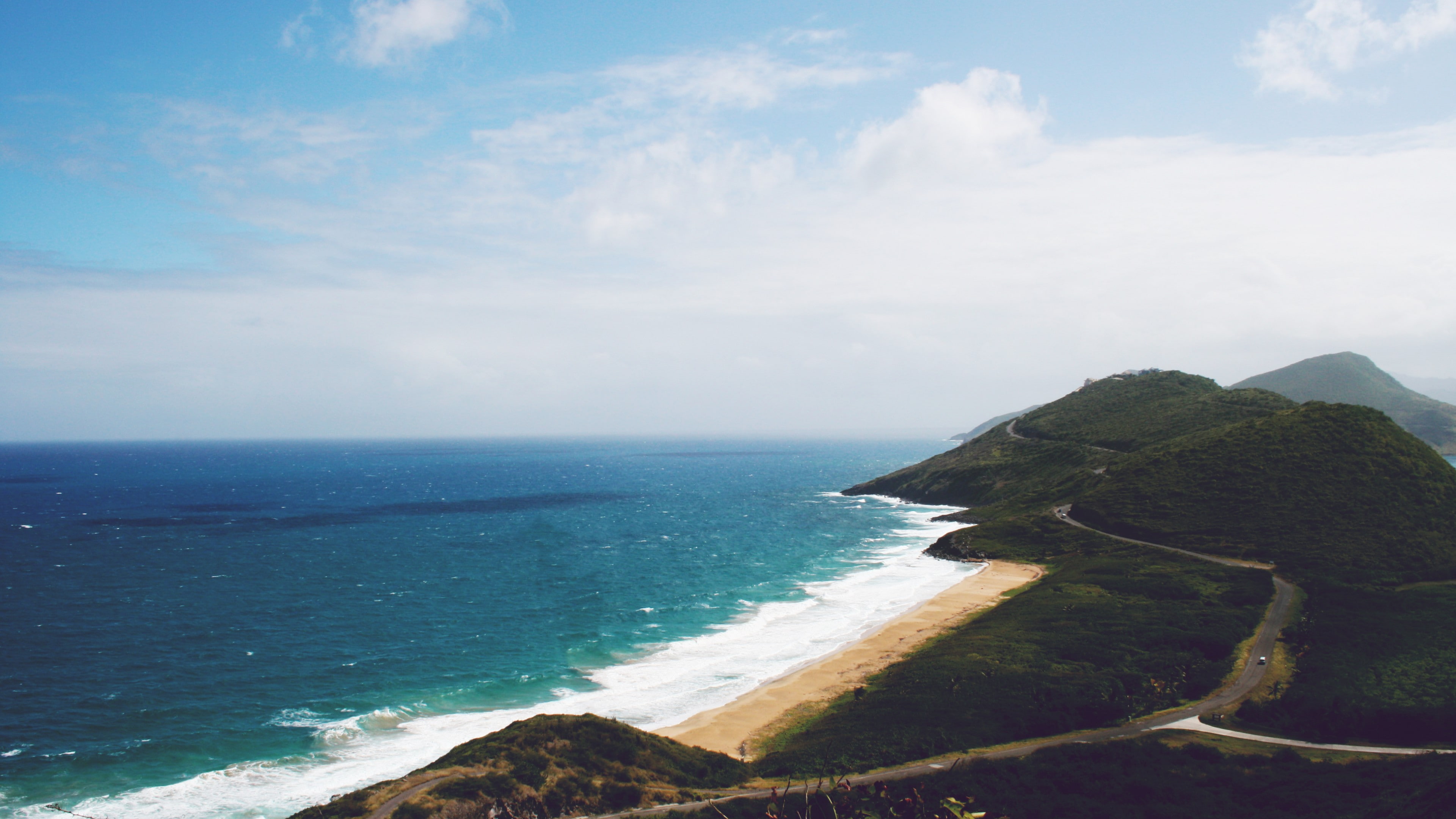 shore, 4K, St. Kitts, 5k, Nevis, Caribbean, sky, HD Wallpaper