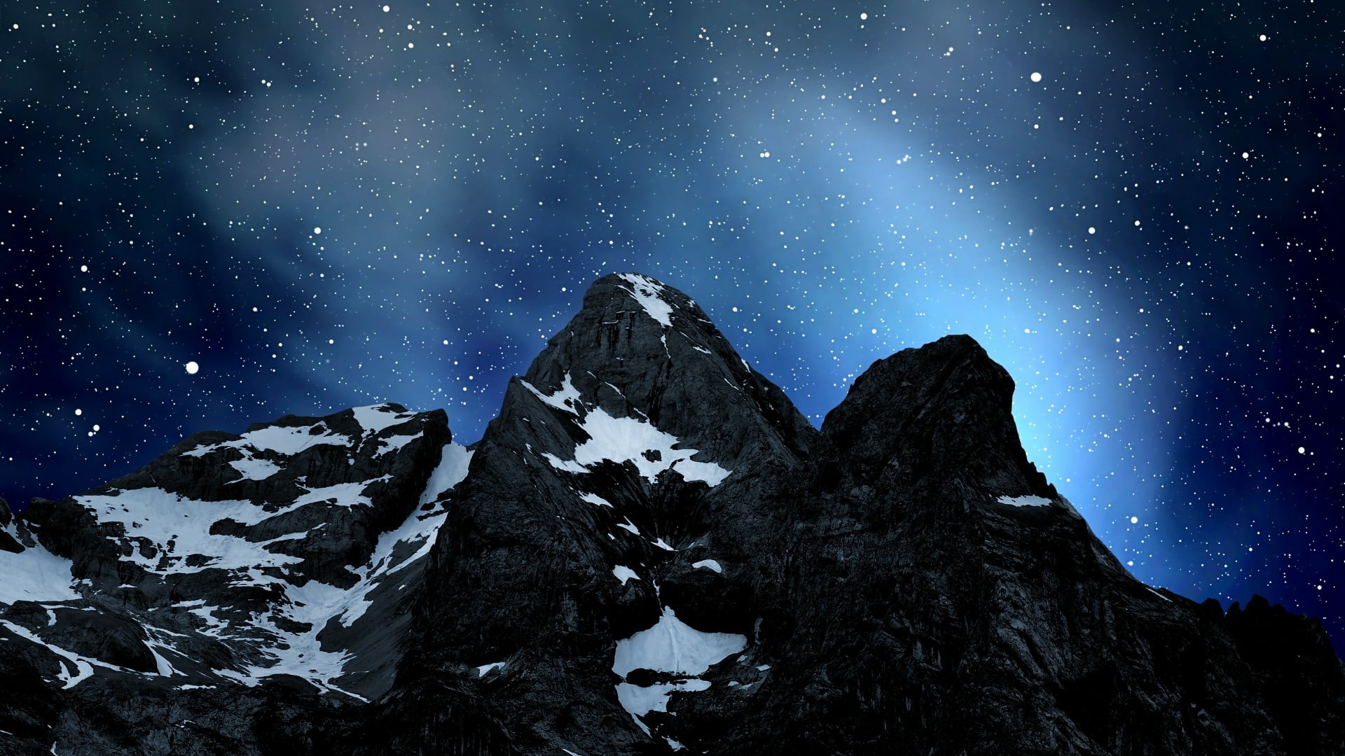 starry night, europe, environment, winter, star, night sky, canazei, cold temperature, no people, mountain peak, snowcapped mountain, formation, italy, HD Wallpaper
