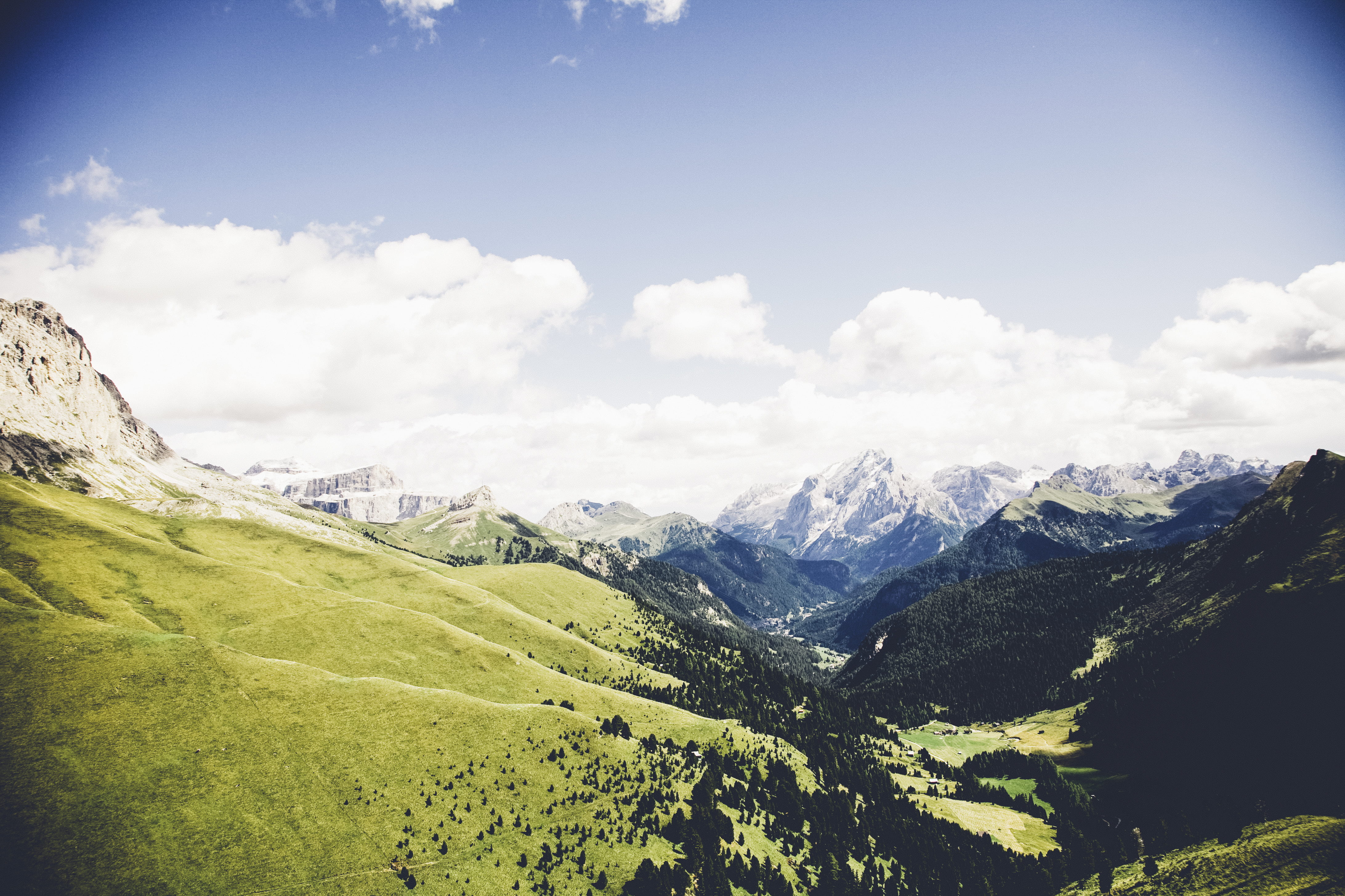 remote, mountain peak, mountain range, plant, non-urban scene, sky, slope, no people, mountain, val di fassa, nature, majestic, tranquility, 4K, outdoors, HD Wallpaper