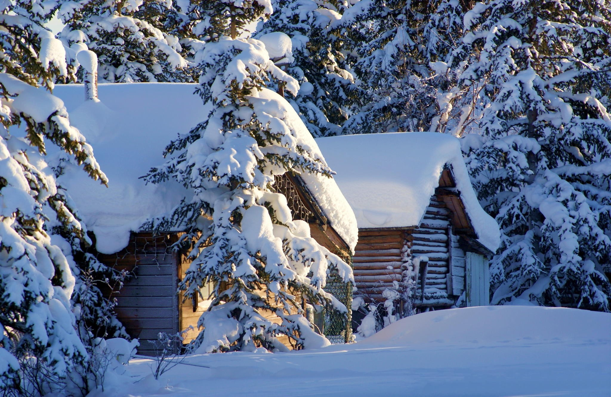 1080P, seasons, hut, winter, snow, HD Wallpaper