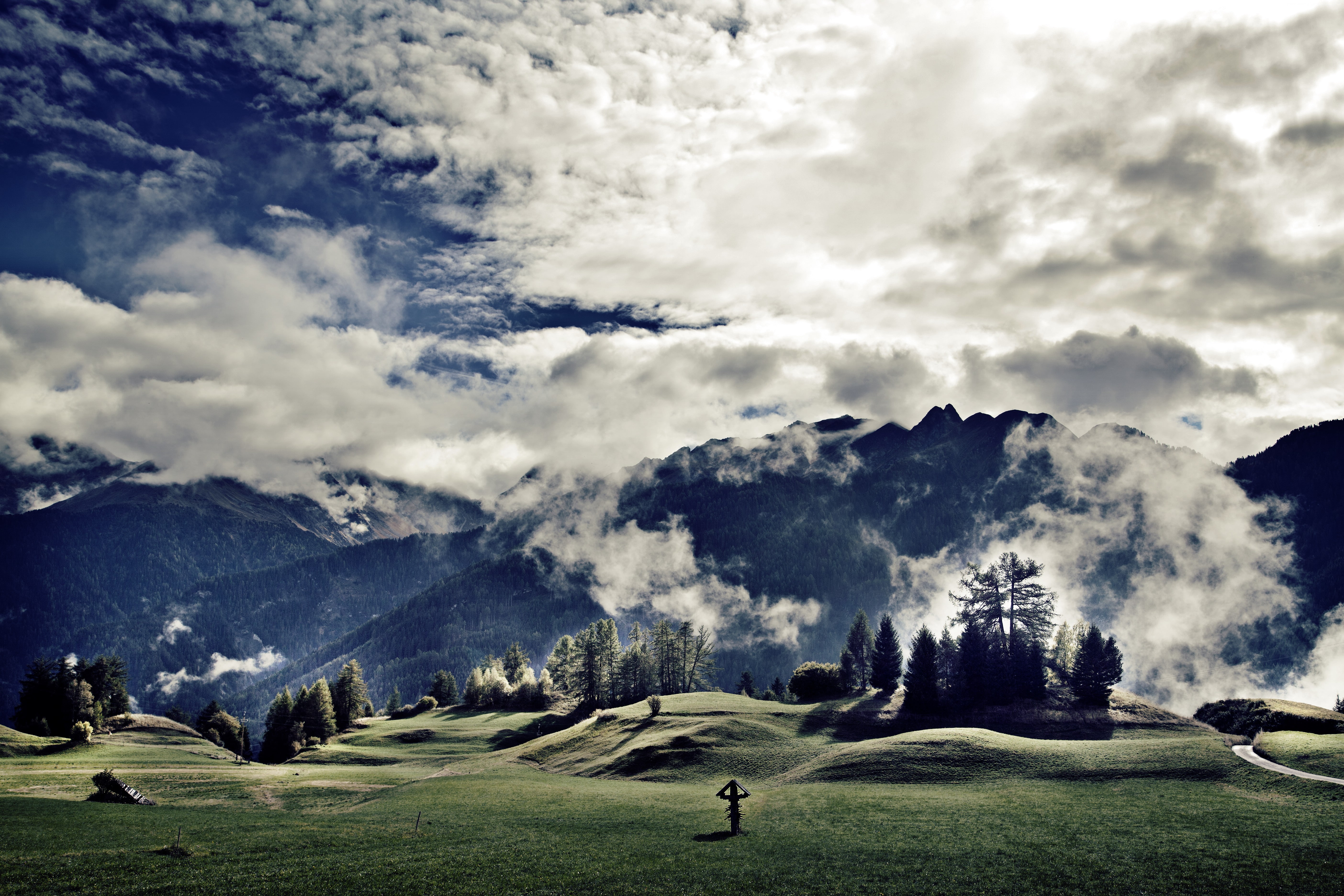 8k, meadows, 5K, Tirol, 4k, Austria, mountains, 5k, clouds, HD Wallpaper