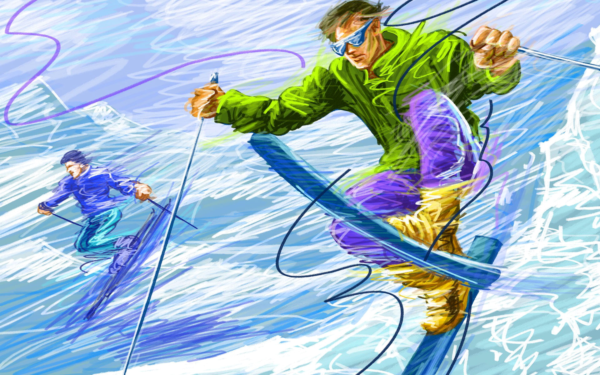 slalom, ski, the descent, 1080P, mountains, snow, HD Wallpaper