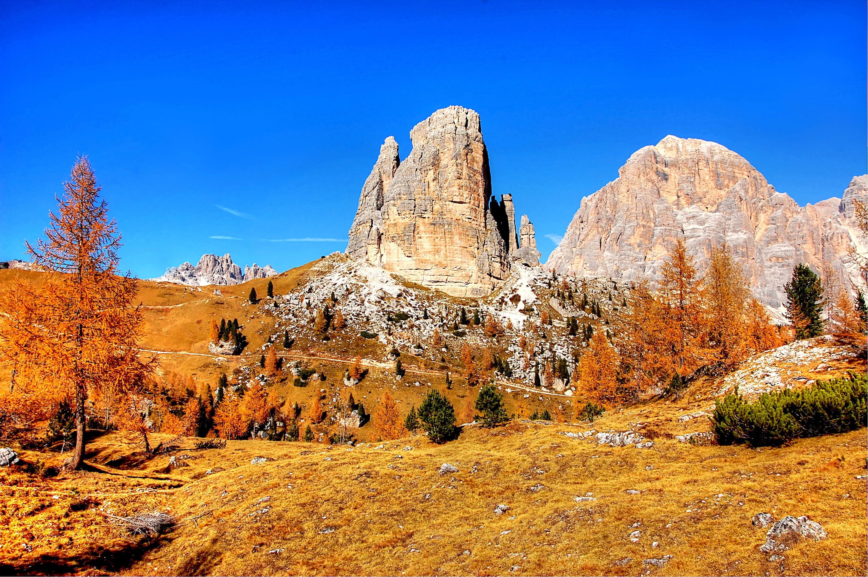 nature, autumn, blue, clouds, karg, italy, rubble field, mountain landscape, landscape, alpine, alm, eroded, rock formation, rock - object, beauty in nature, HD Wallpaper