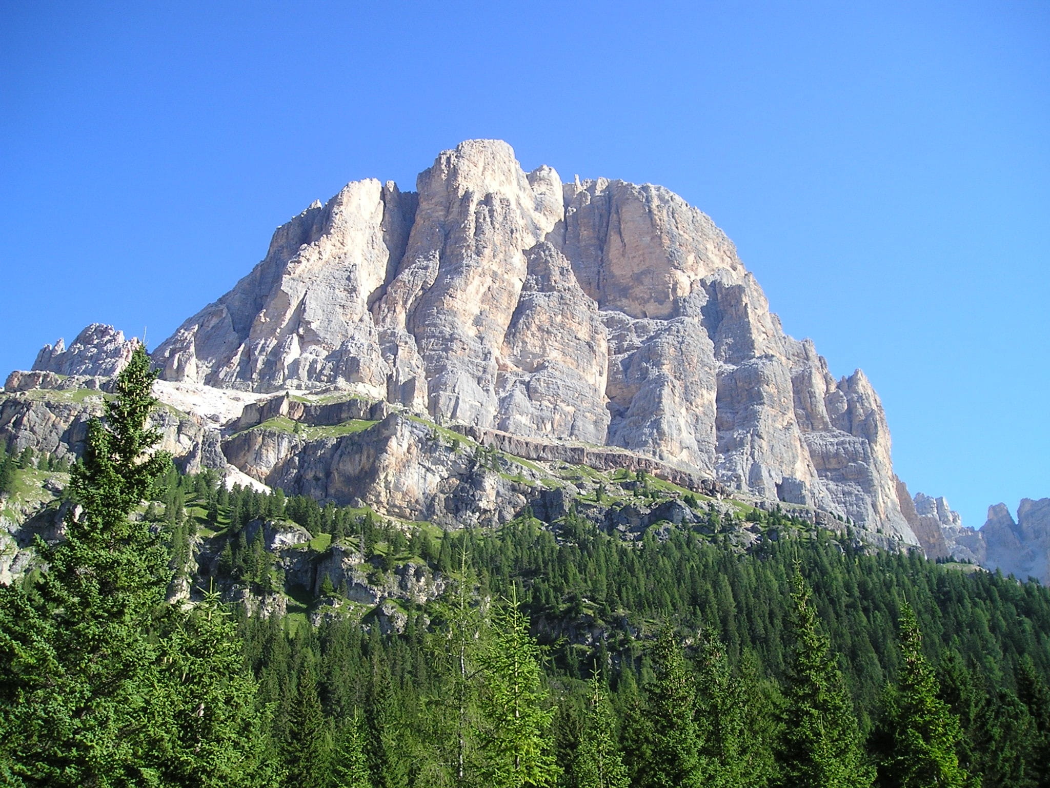 Tofana, mountain peak, dolomites, alpine, steep, environment, nature, forest, rock, italy, Mountain, dolomite, summit, outdoors, pine woodland, tree, no people, HD Wallpaper