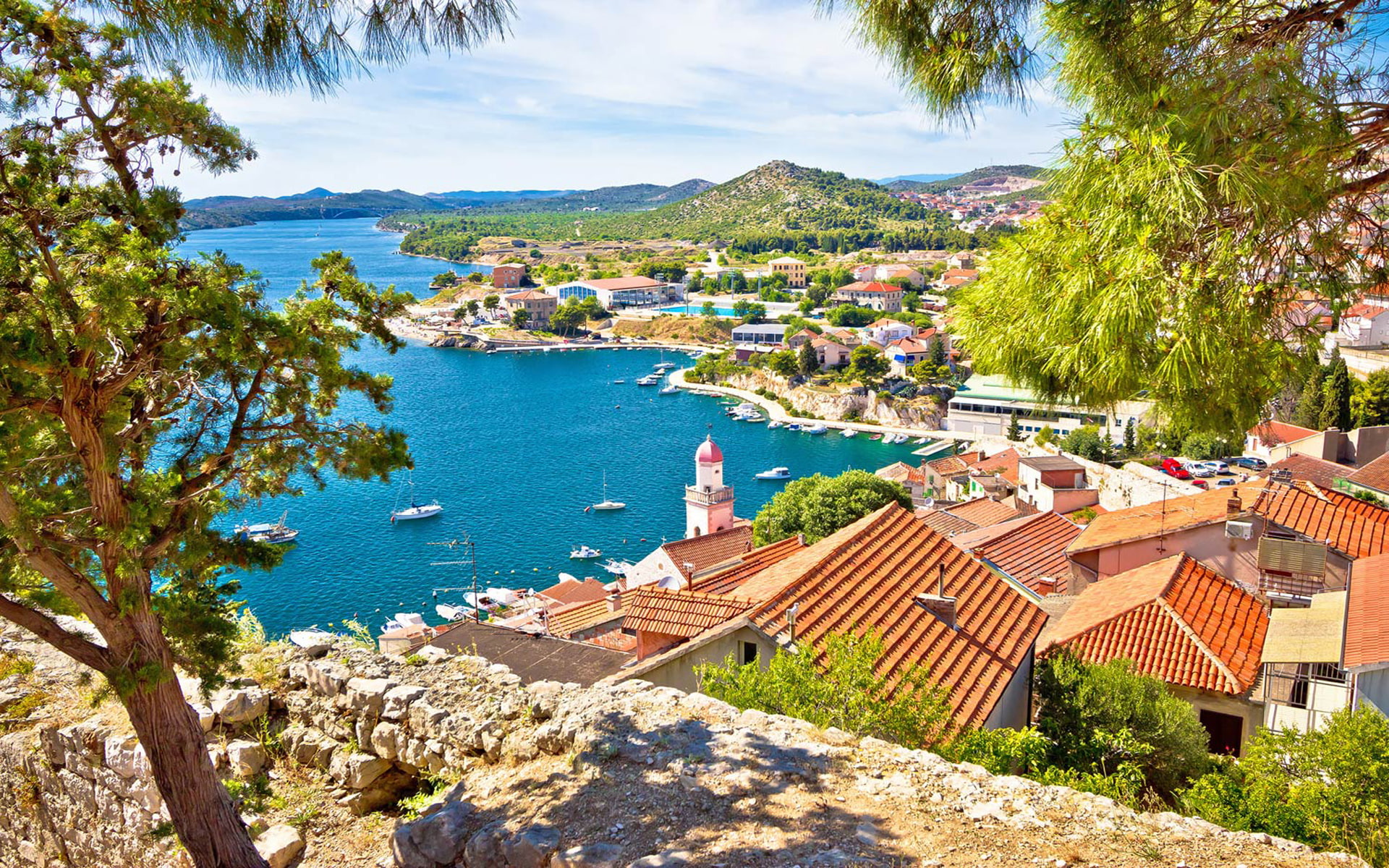 sea, knin, village, 1080P, adriatic, county, croatia, municipality, bilice, ibenik, HD Wallpaper