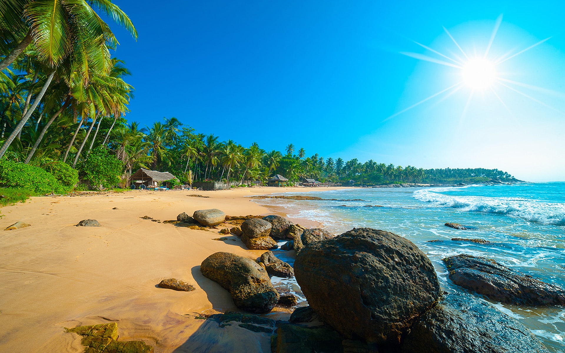 island, beach, bay, lanka, sunset, sri, tropical, 1080P, curieuse, hd, HD Wallpaper