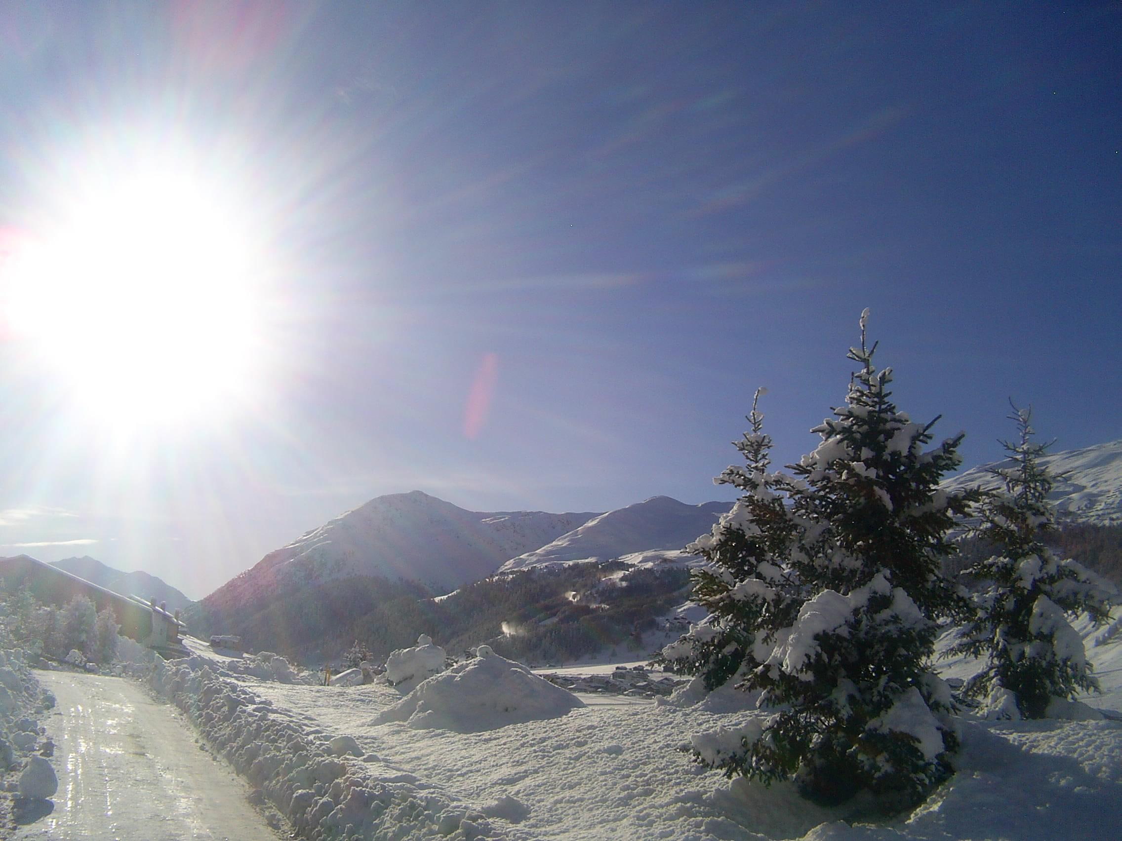 winter, rivers, 1080P, good, sunshines, sunsets, christmas, 3d and abstract, inverno, mountains, sole, rainbow, HD Wallpaper