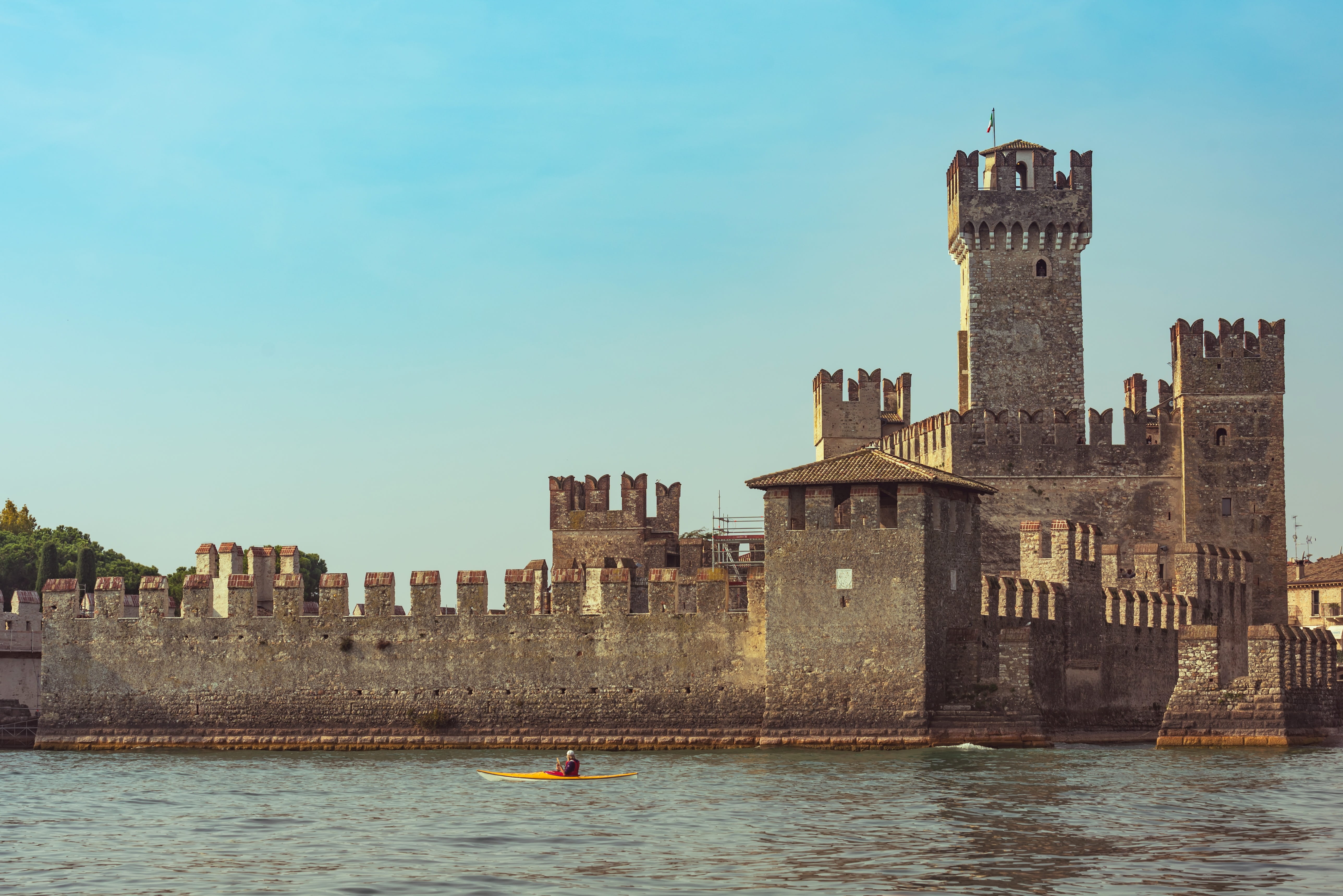nature, mode of transportation, travel, sky, the past, outdoors, lake garda, architecture, history, building exterior, waterfront, sirmione, canal, travel destinations, HD Wallpaper