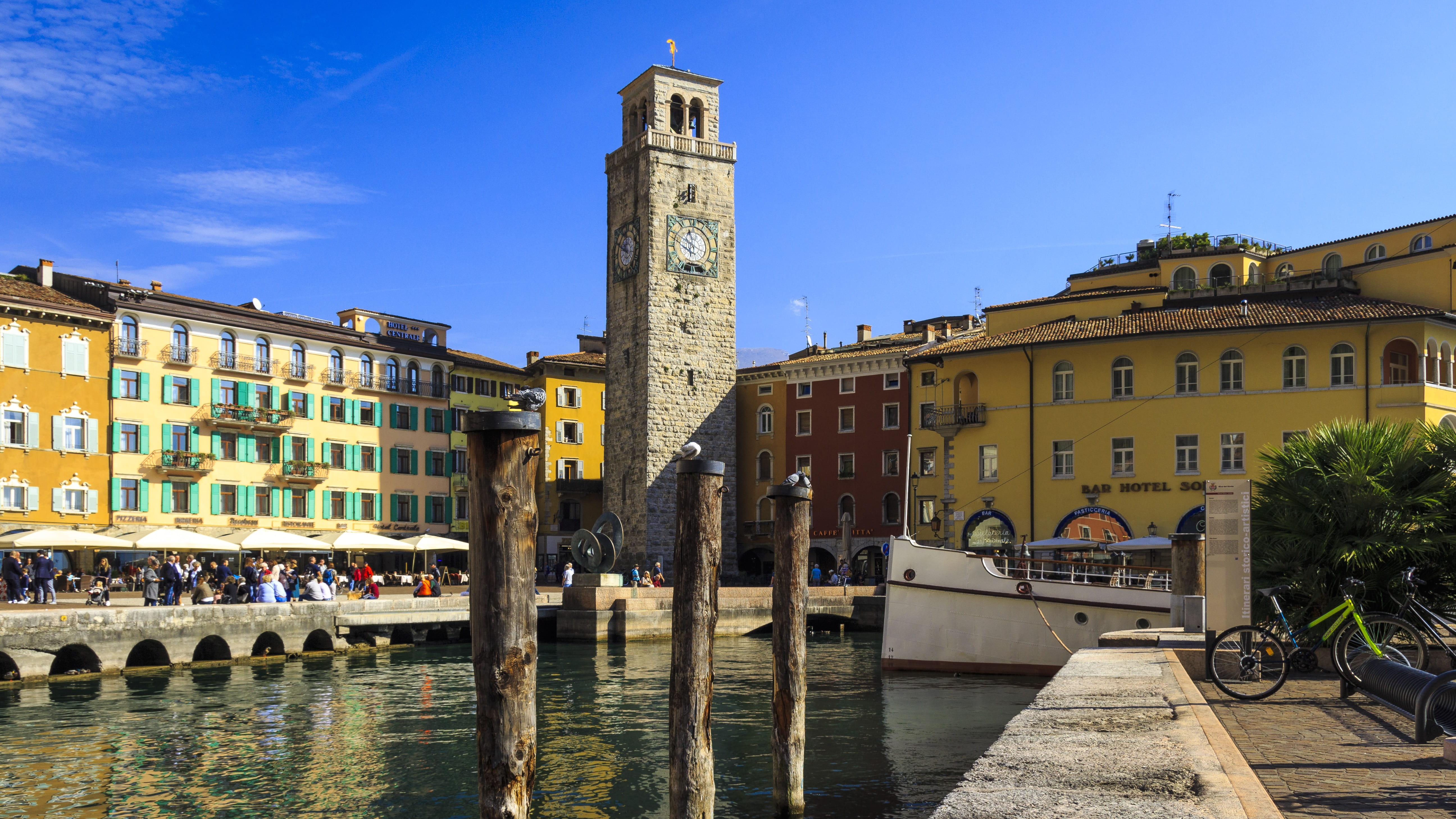clear sky, canal, holidays, landmark, district, port, architecture, blue, 5K, sky, tower, tourist, built structure, steeple, city, nature, travel, building, HD Wallpaper