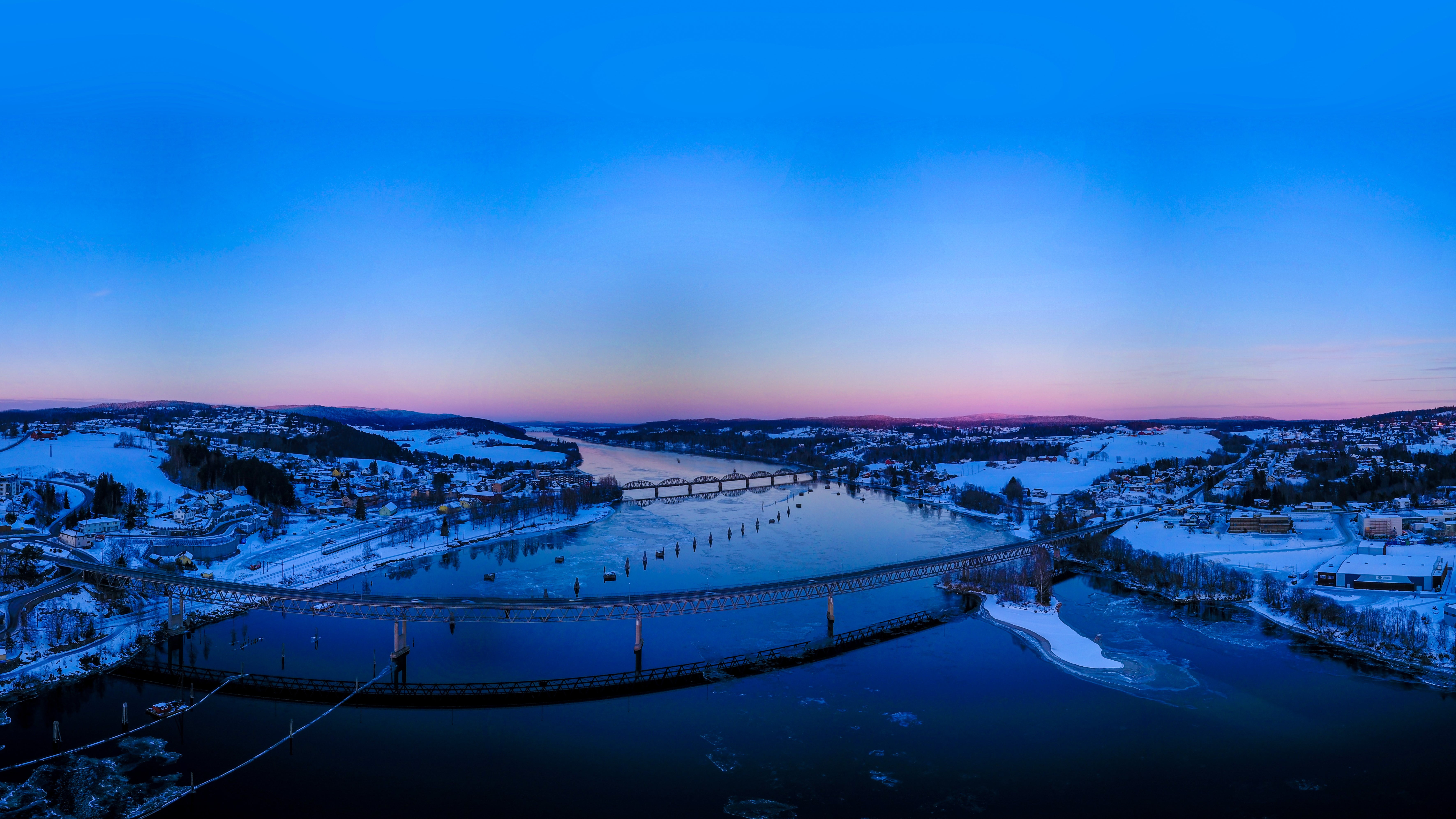 sky, tranquil scene, 5K, city, concrete, snowcapped mountain, bridge, landscape, dusk, environment, cloud - sky, train, beauty in nature, fet, tranquility, HD Wallpaper