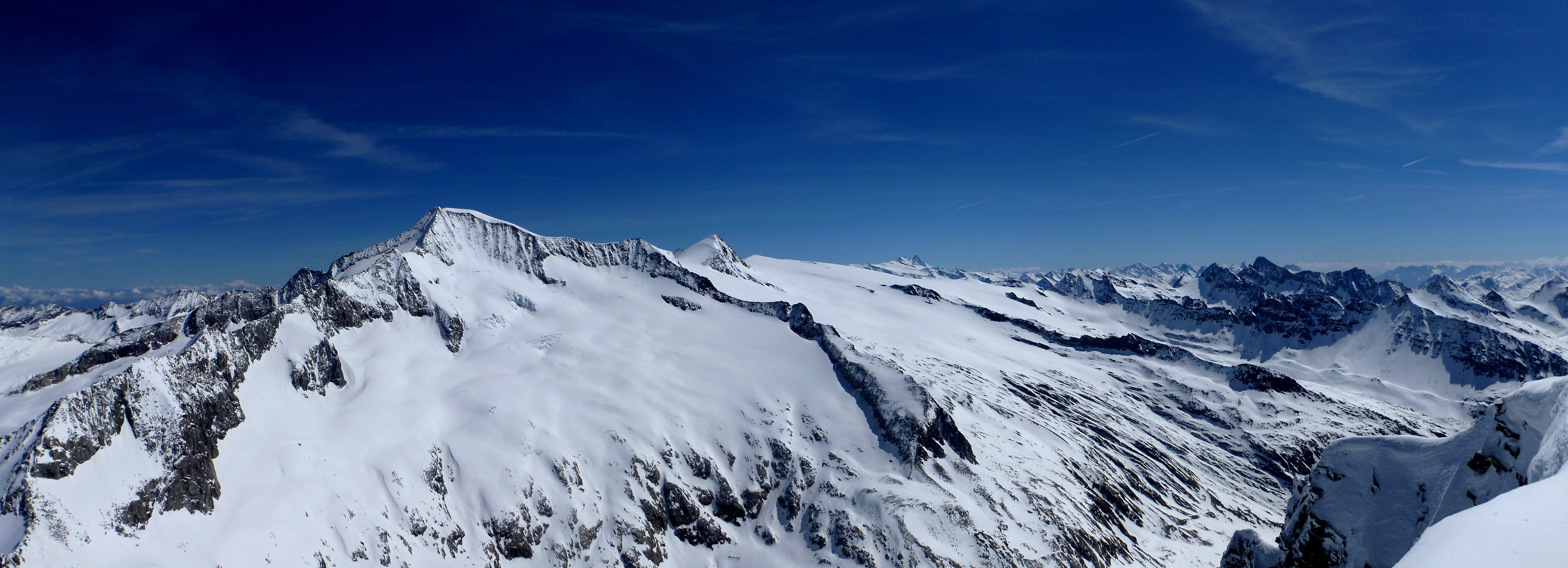 mountain peak, alpine, outdoors, cloud - sky, white color, day, blue, environment, landscape, snowing, snowcapped mountain, mountain, sport, tranquil scene, HD Wallpaper