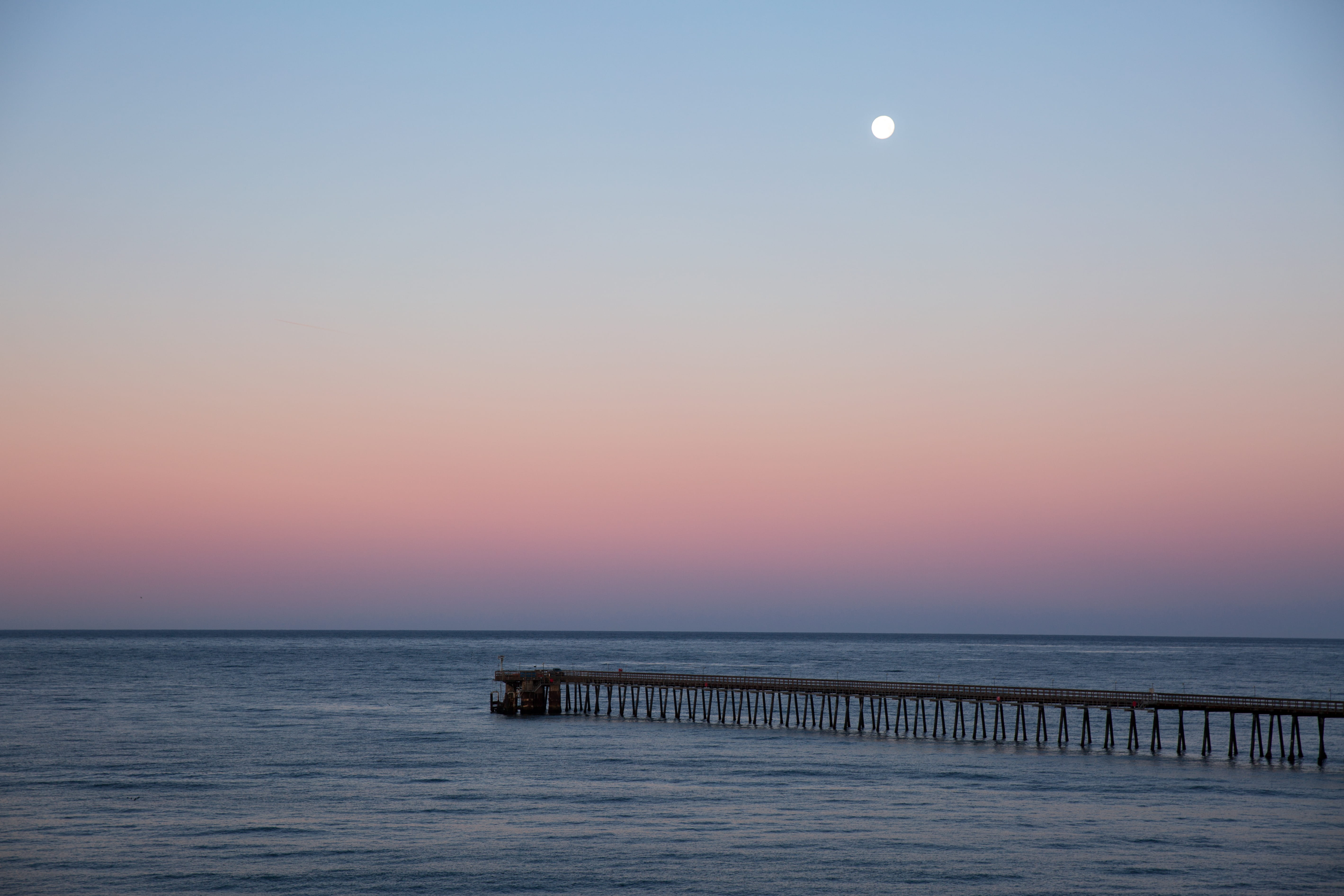 sea, brown, san francisco, united states, beach, golden gate, walkway, idyllic, horizon over water, wooden, 5K, moon, scenery, clouds, beauty in nature, HD Wallpaper