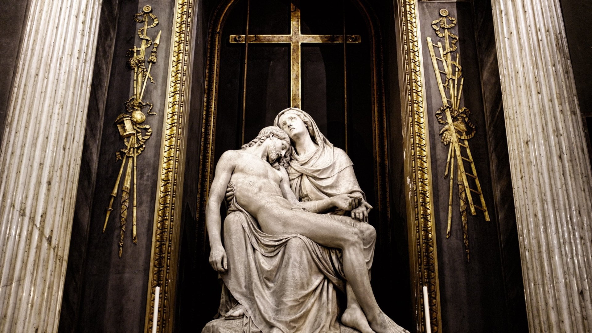 Religion, female likeness, pita, Christian, male likeness, Saint Mary, art and craft, sculpture, the past, architecture, history, ornate, creativity, place of worship, HD Wallpaper