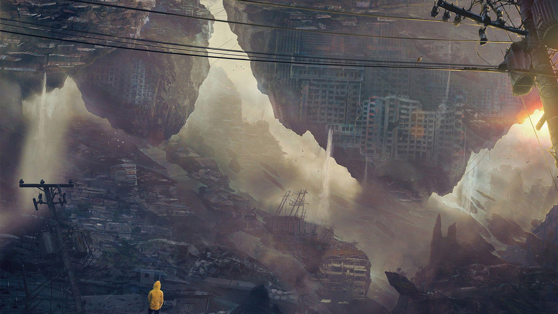 building, illustration, apocalypse, landscape, urban, rubble, 1080P, 1920x1080, themed, explosion, apocalyptic, city, fantasy, HD Wallpaper