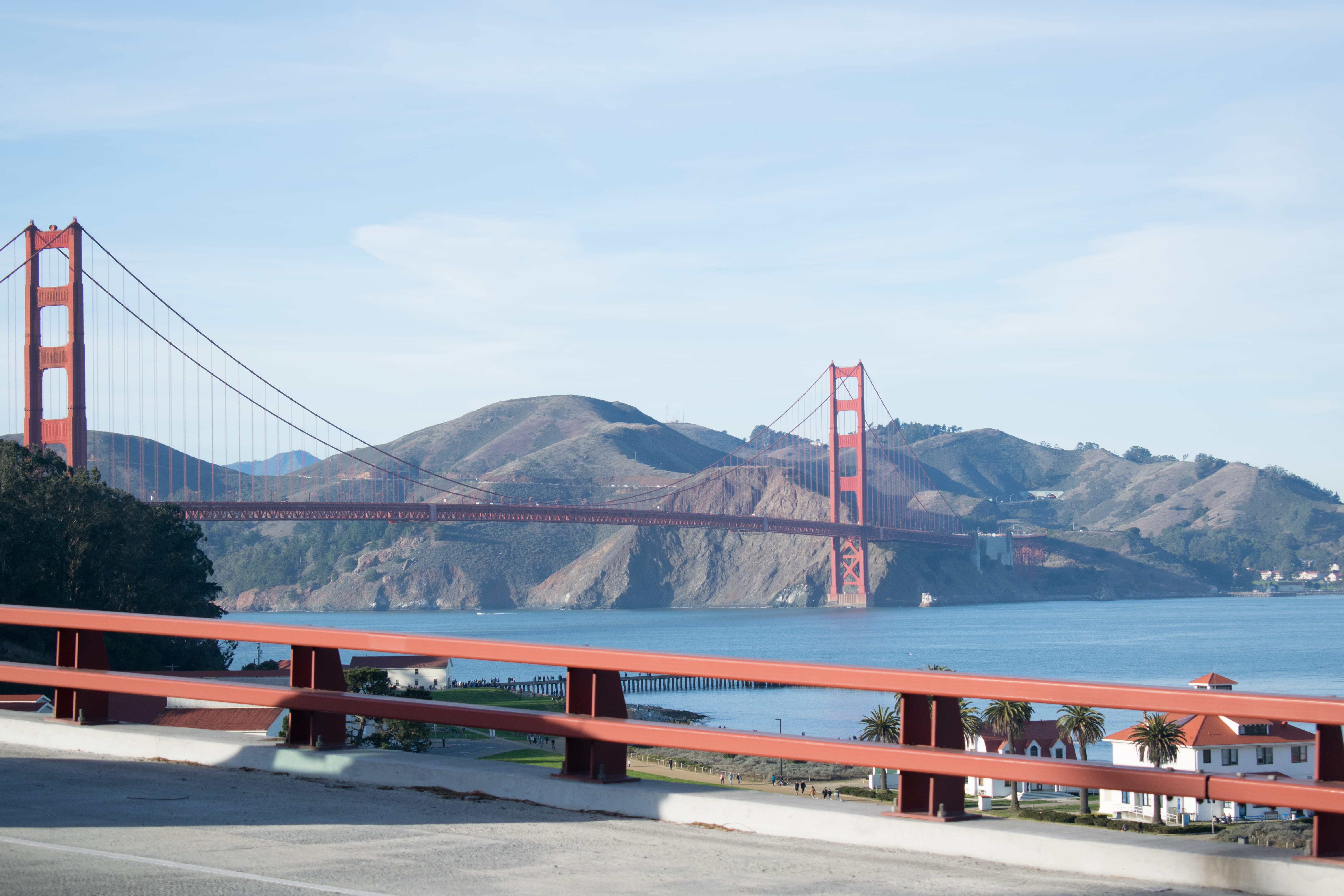 golden gate, water, mountains, connection, ocean, travel destinations, bay, suspension bridge, tourism, nature, mountain range, 5K, day, transportation, HD Wallpaper