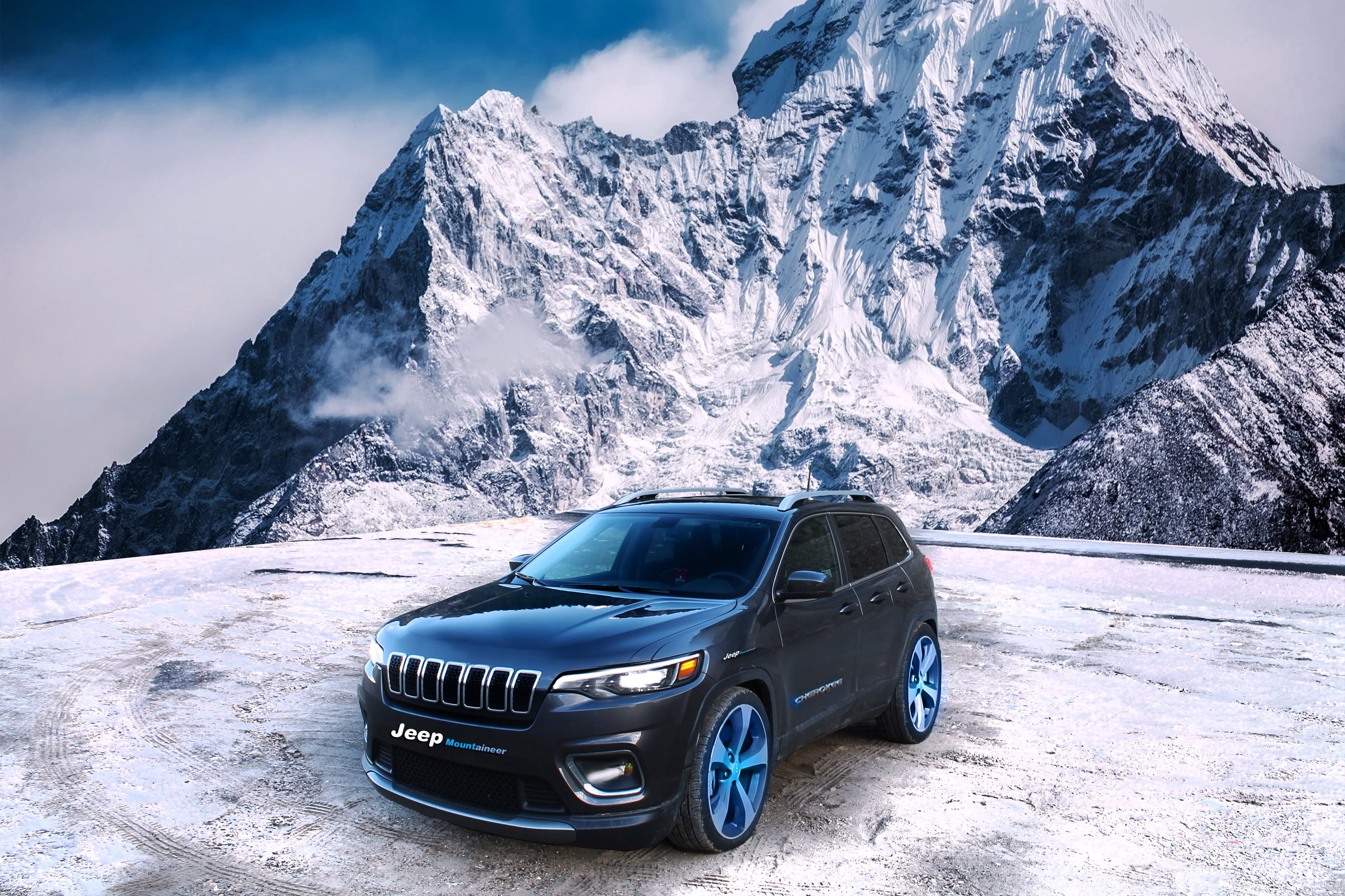 car, pics, mark, land vehicle, outdoors, extreme weather, environment, mode of transportation, cold temperature, day, winter, sky, mountain range, high alps, HD Wallpaper