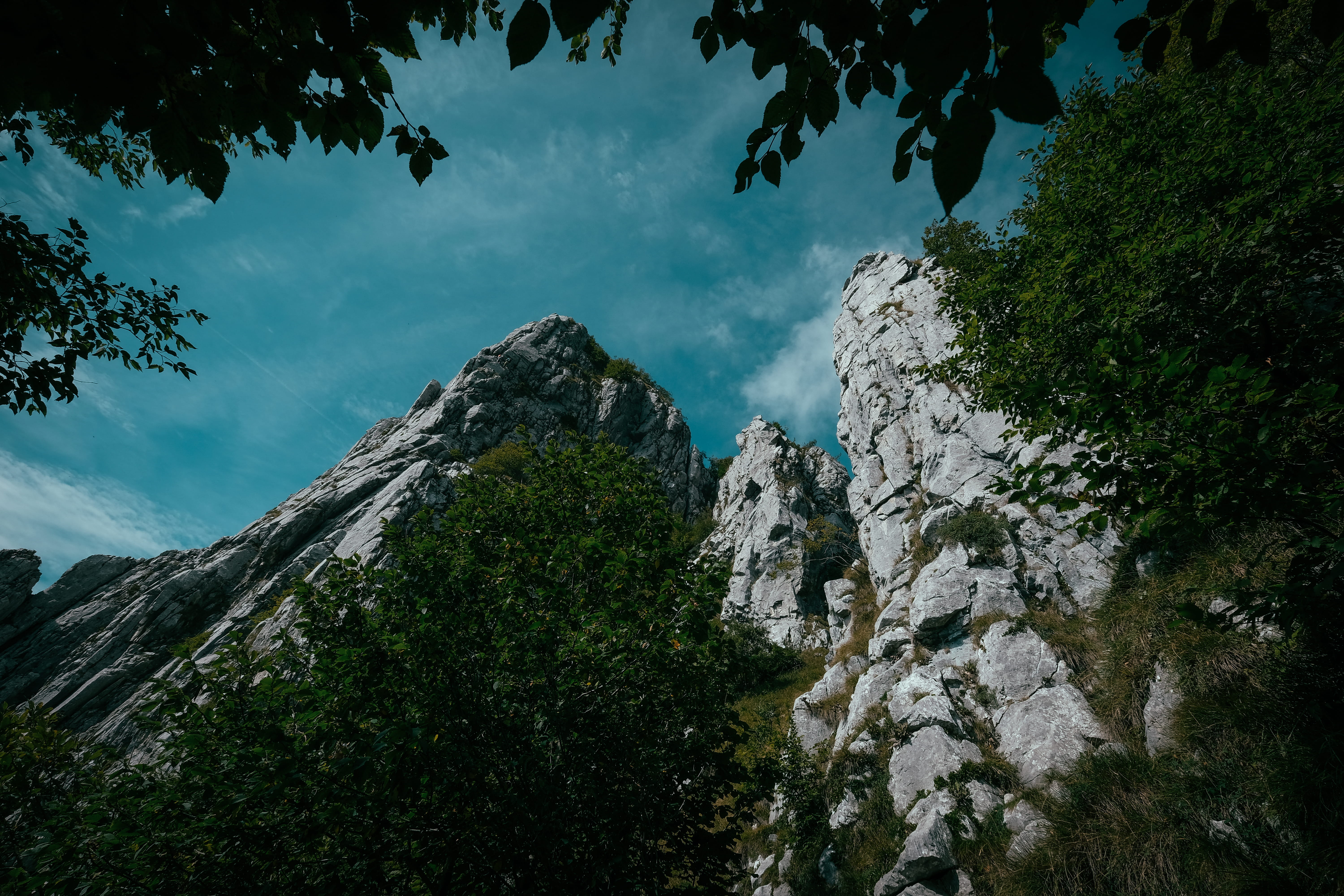 plant, italy, mountain, nature, tranquility, tranquil scene, cloud - sky, sky, solid, low angle view, tree, outdoors, scenics - nature, formation, rock, HD Wallpaper