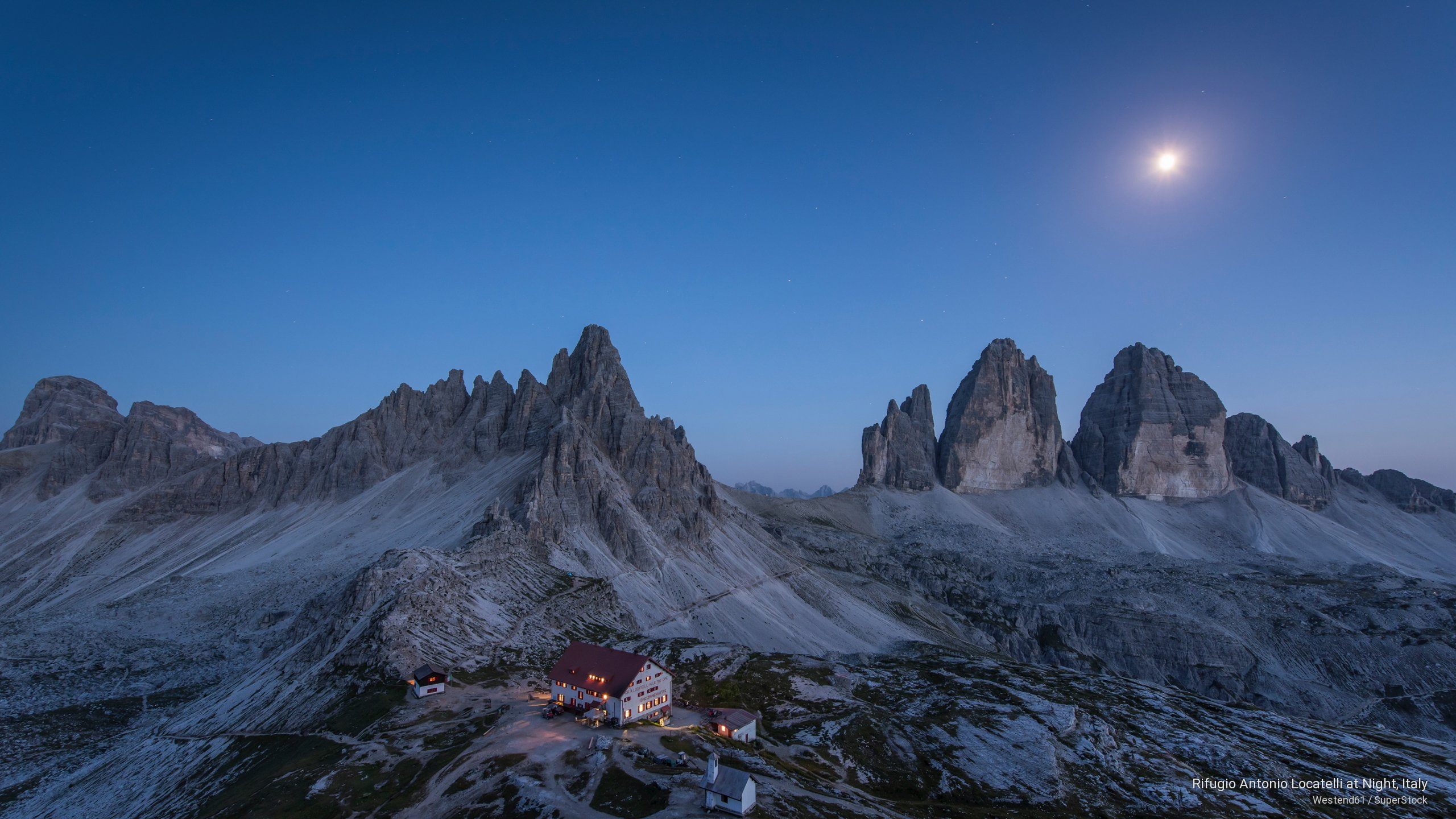 rifugio, Mountains, 2K, italy, locatelli, night, antonio, HD Wallpaper