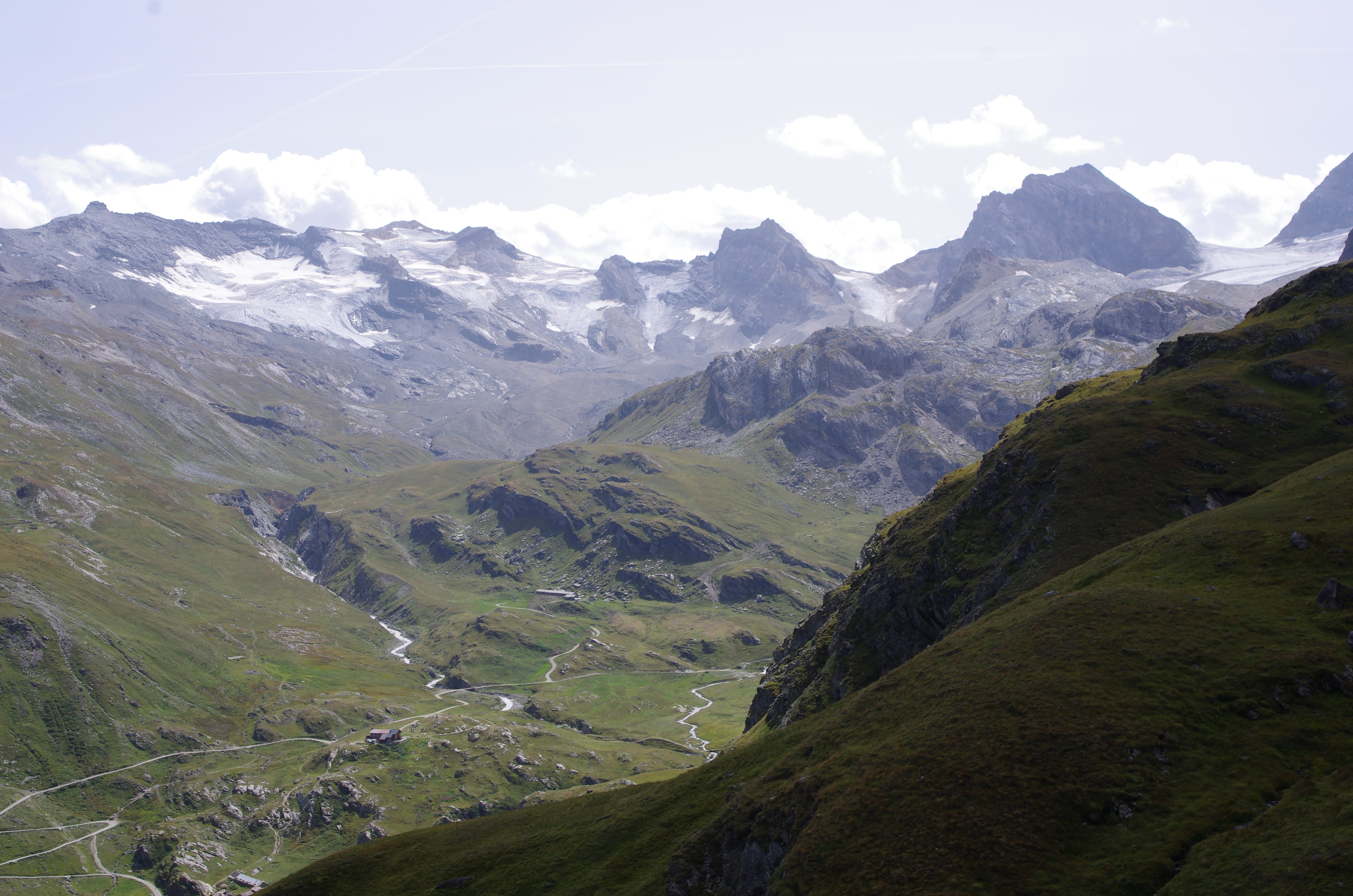 beauty in nature, landscape, non-urban scene, sky, moutain, idyllic, cold temperature, trek, grass, environment, no people, scenics - nature, rifugio bezzi, HD Wallpaper