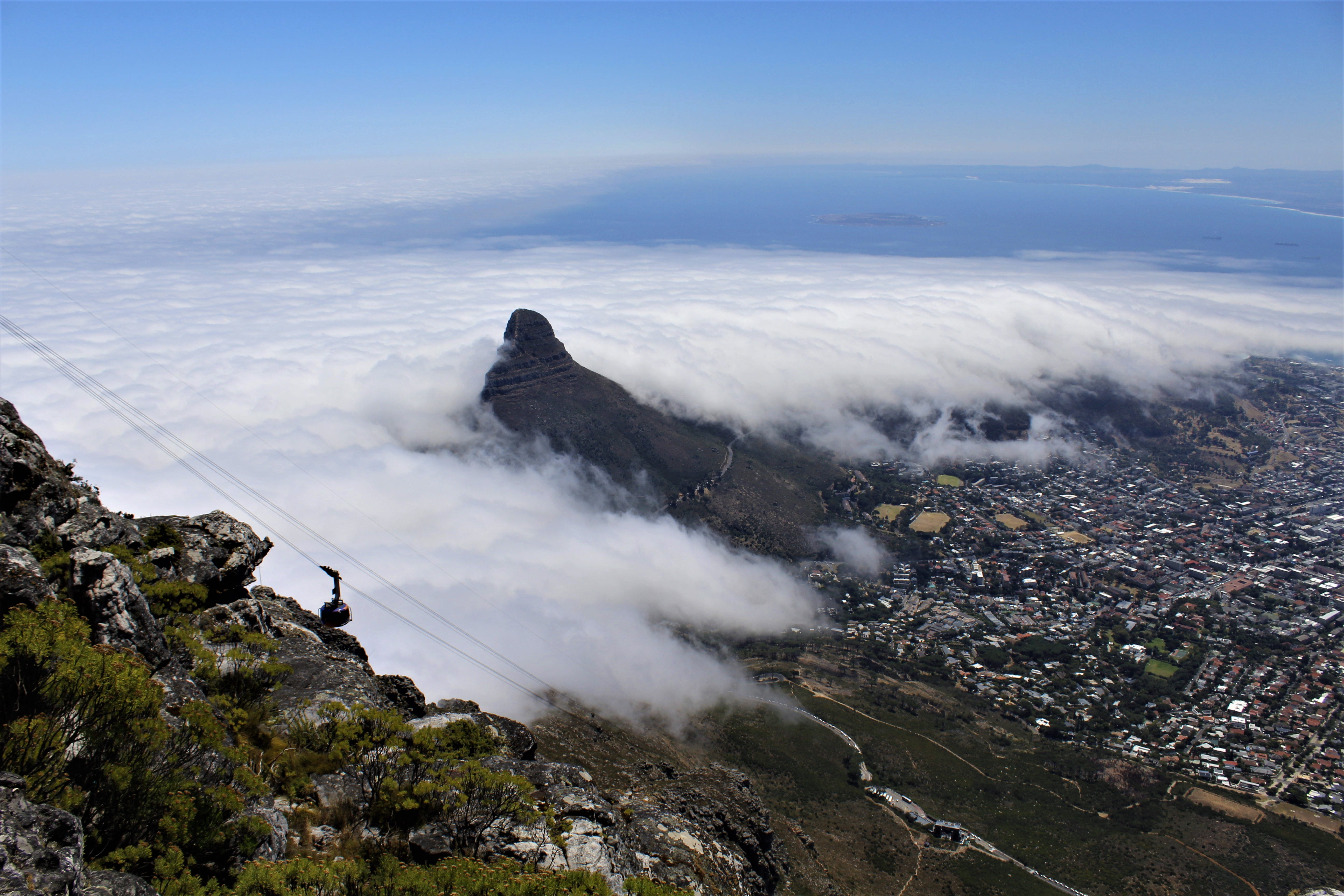 tranquility, architecture, power in nature, city, water, idyllic, beauty in nature, table mountain, tranquil scene, physical geography, aerial view, cableway, HD Wallpaper