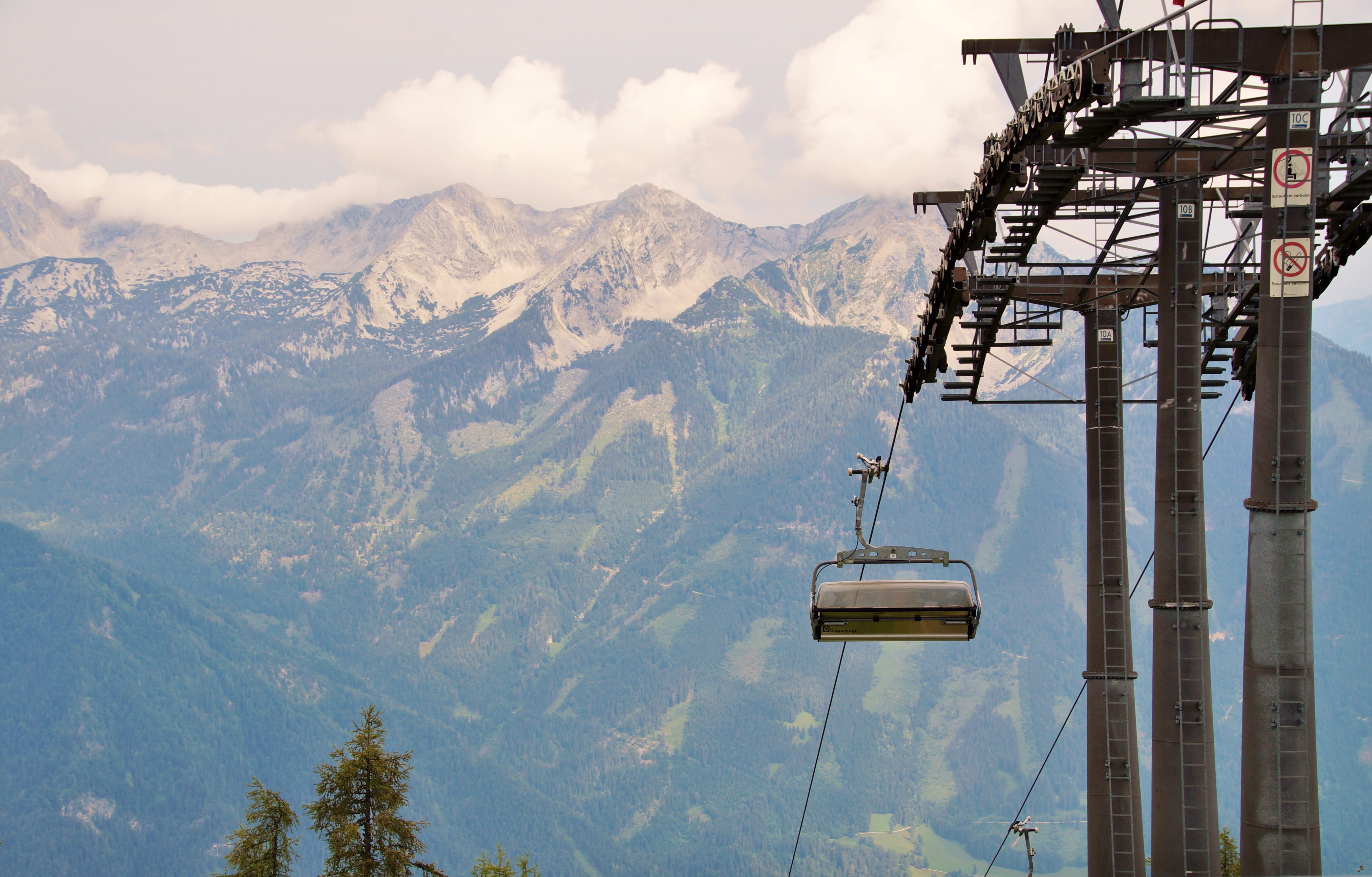 formation, mountain range, landscape, tourism, mast, day, summer, tranquil scene, tranquility, cable car, austria, mode of transportation, nature, ski lift, HD Wallpaper