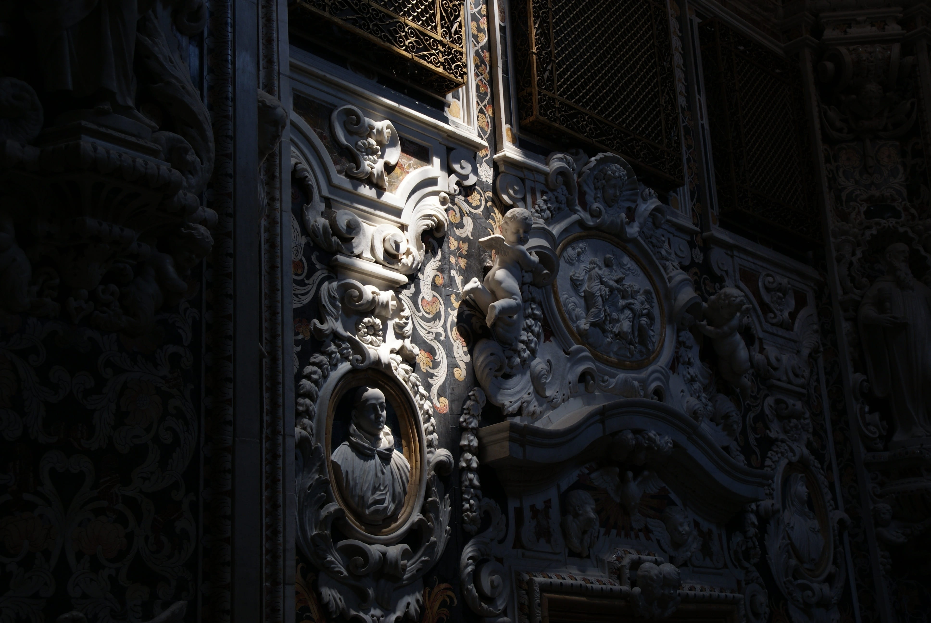 sicilia, design, built structure, church, ornate, representation, italy, architecture, indoors, sicily, craft, italia, palermo, art and craft, bas relief, HD Wallpaper
