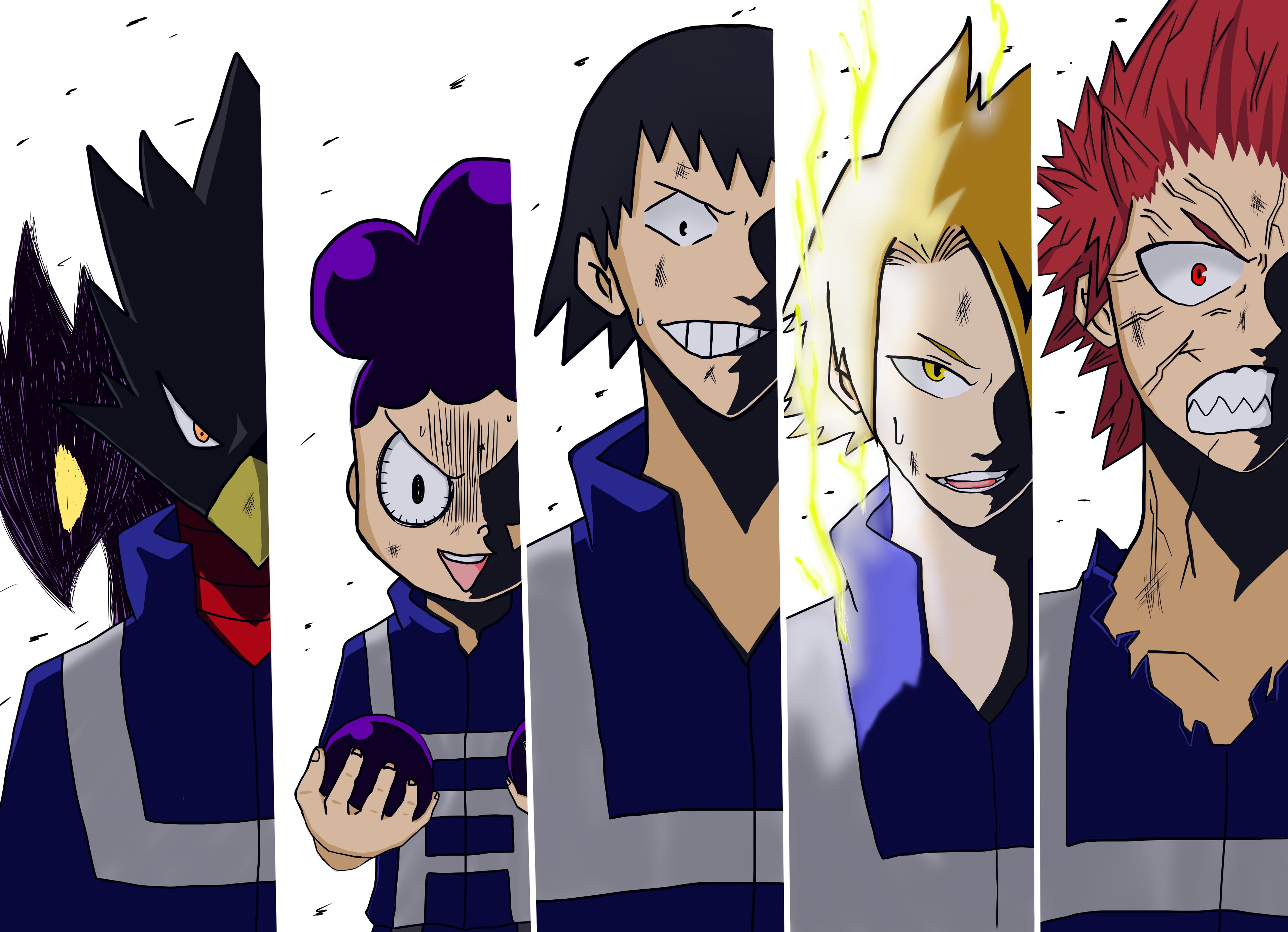 Eijiro Kirishima, 2K, Fumikage Tokoyami, My Hero Academia, Minoru Mineta, Anime, Hanta Sero, Denki Kaminari, HD Wallpaper