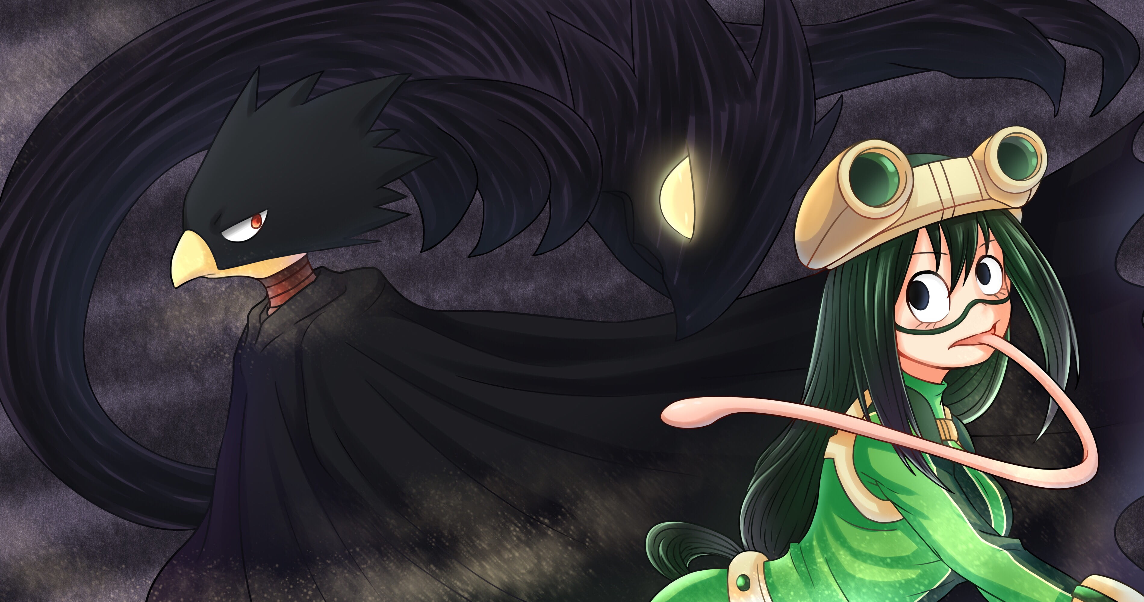 Fumikage Tokoyami, Tsuyu Asui, My Hero Academia, Anime, 2K, HD Wallpaper