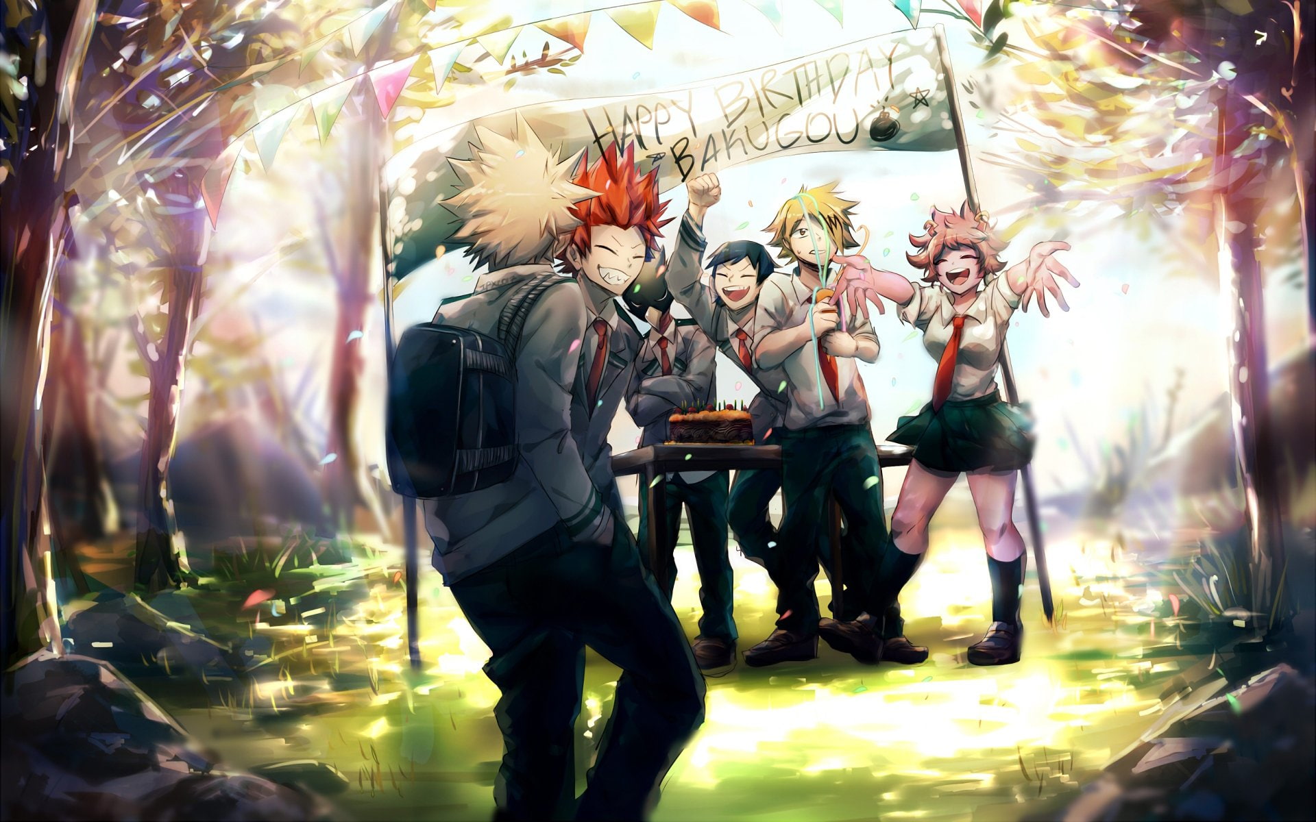 Katsuki Bakugou, 1080P, Mina Ashido, Shouto Todoroki, Denki Kaminari, Anime, My Hero Academia, HD Wallpaper