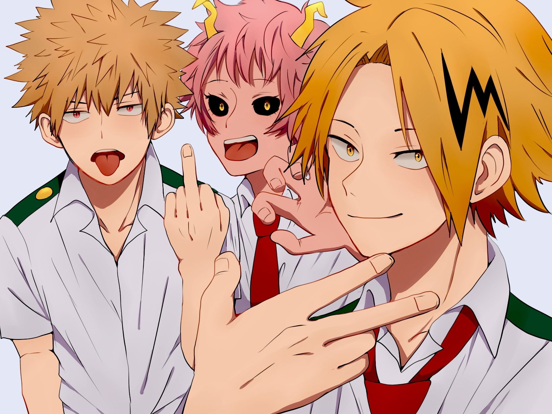 Anime, 1080P, Mina Ashido, Katsuki Bakugou, Denki Kaminari, My Hero Academia, HD Wallpaper