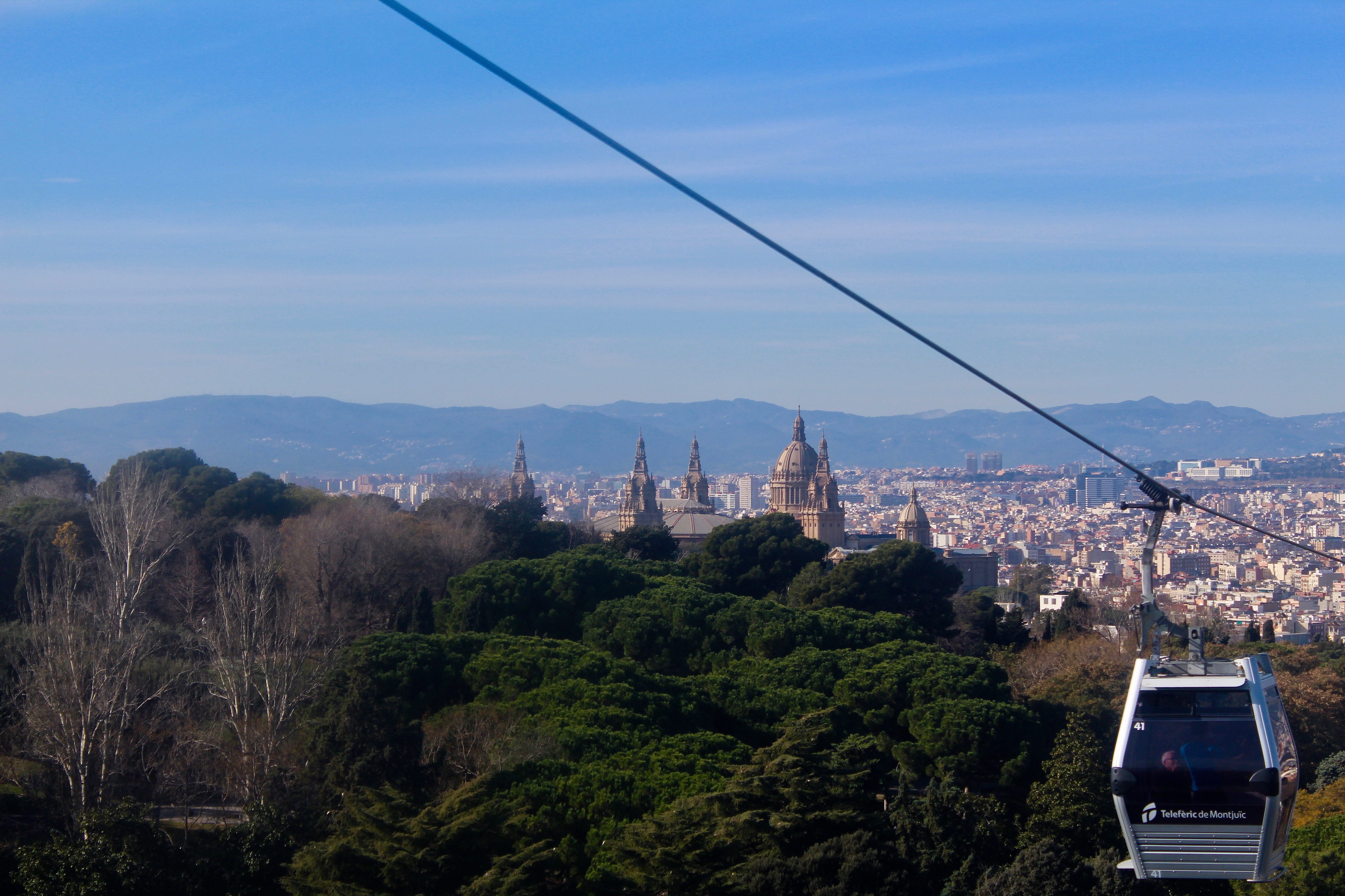 high angle view, beauty in nature, plant, connection, tree, cable car, mountain, landscape, city, cableway, architecture, no people, mode of transportation, HD Wallpaper