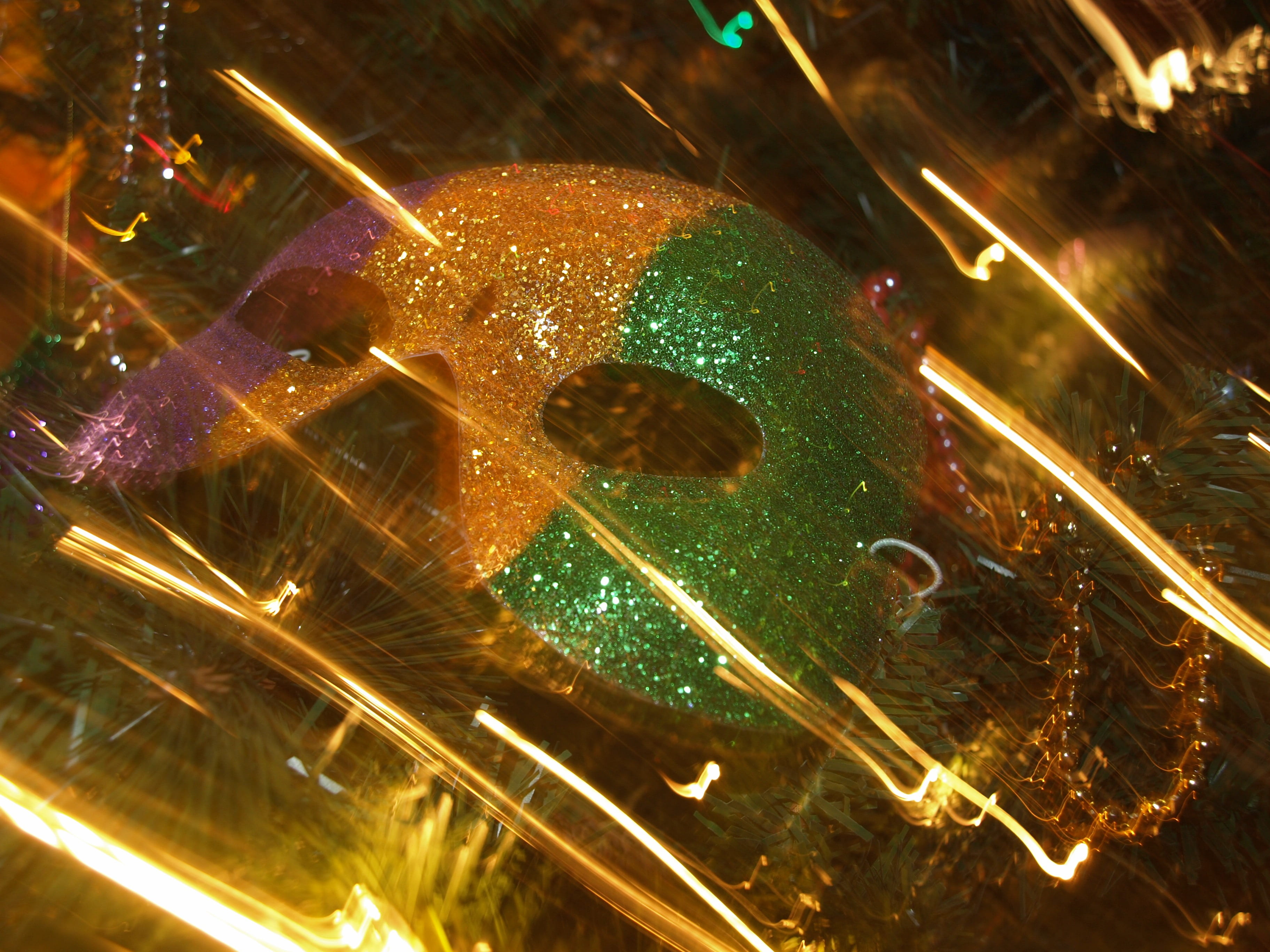 illuminated, high angle view, close-up, glowing, fun, mardi gras, 2K, green color, no people, christmas lights, glitter, night, light, sparkling, festive, HD Wallpaper
