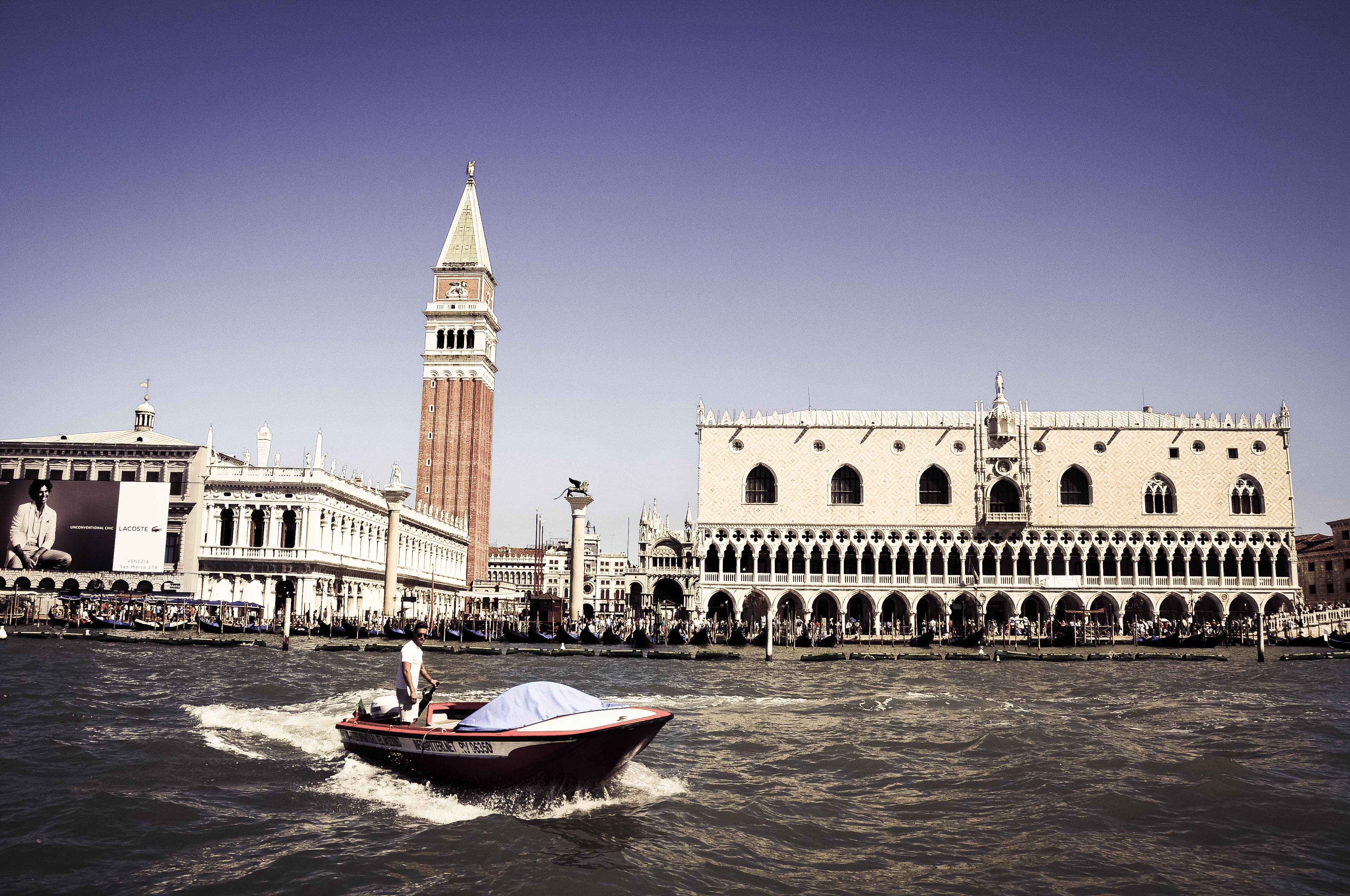 river, historic buildings, old, landscape, travel, tower, building, channel, day, sea, horizon, speedboat, background image, water, venice, monument, old building, HD Wallpaper