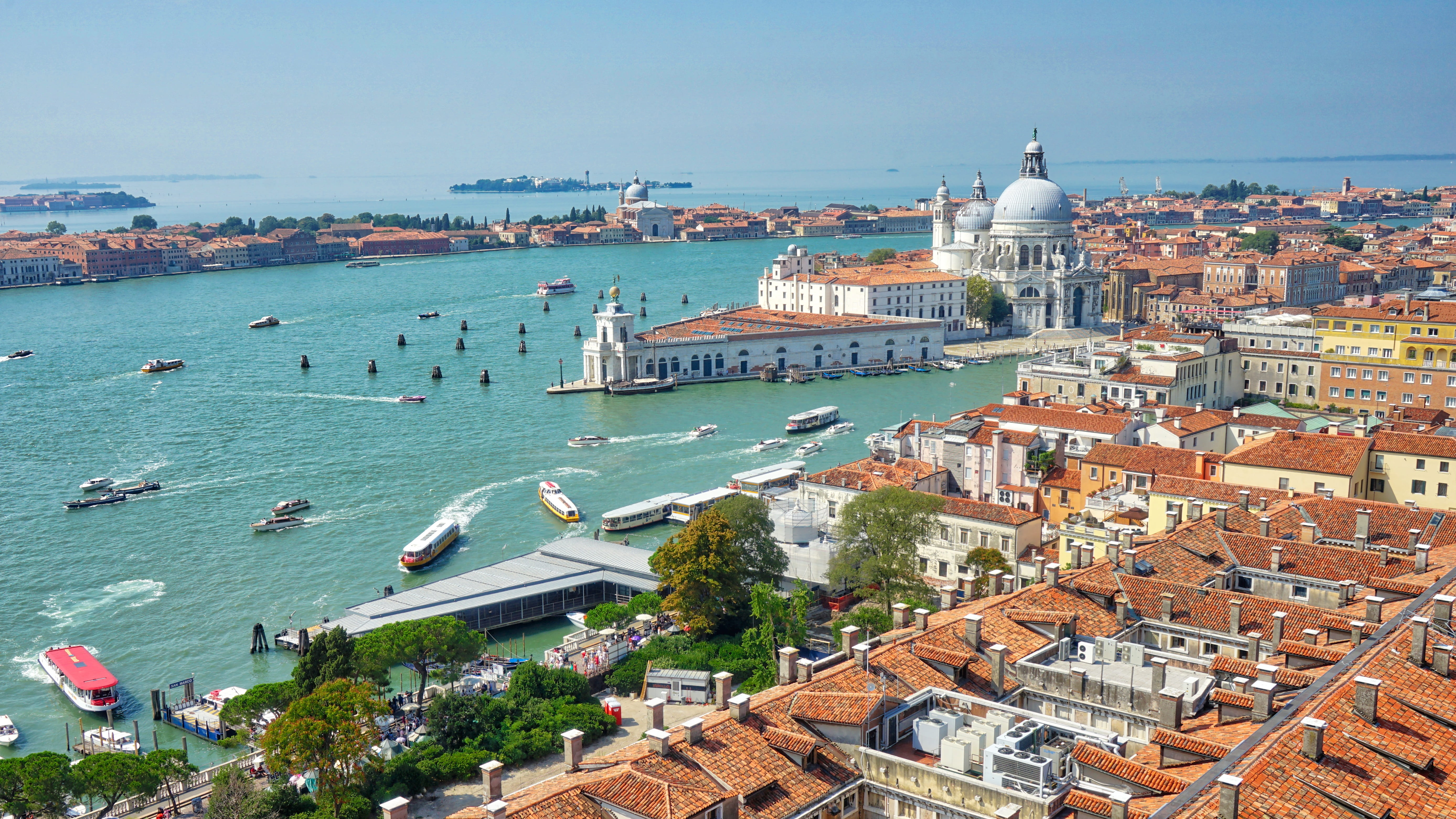 high angle view, 5K, belief, venice, city, water, travel, day, travel destinations, religion, italy, dome, cityscape, venezia, residential district, architecture, HD Wallpaper