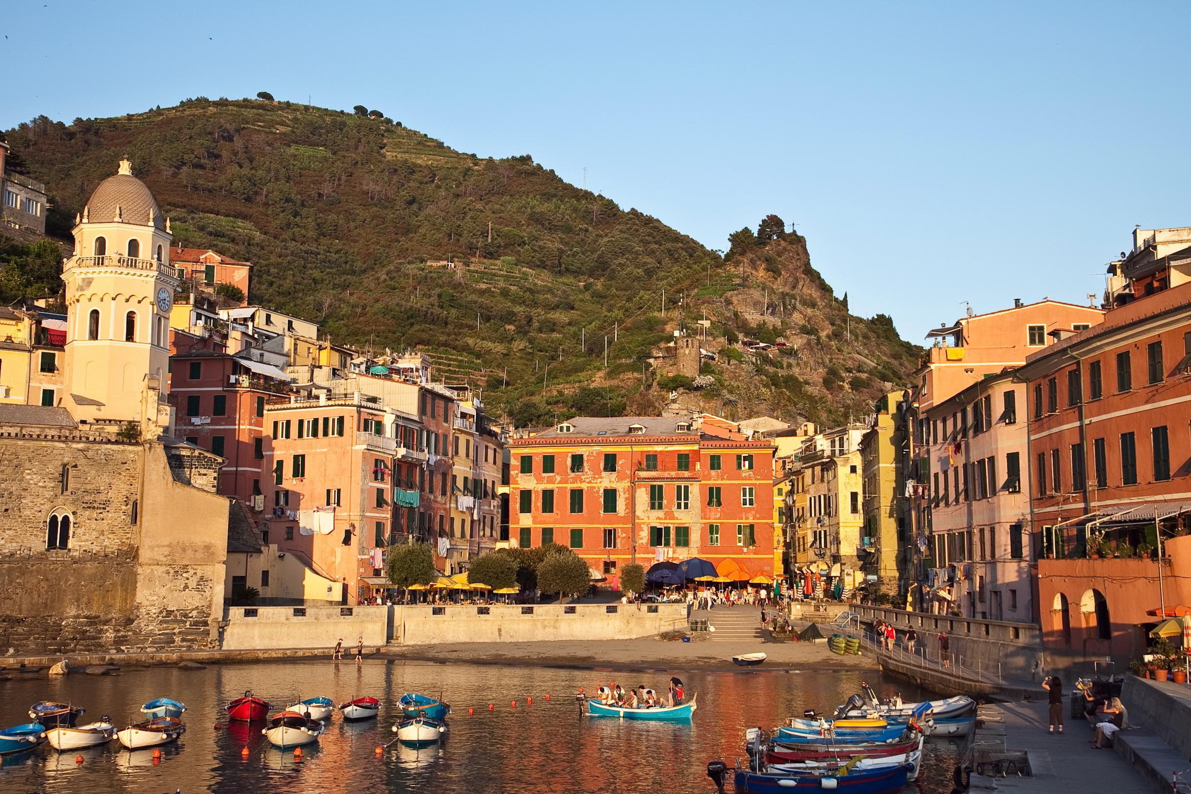 images, houses, cities, 1080P, italy, liguria, mountains, vernazza, boats, HD Wallpaper