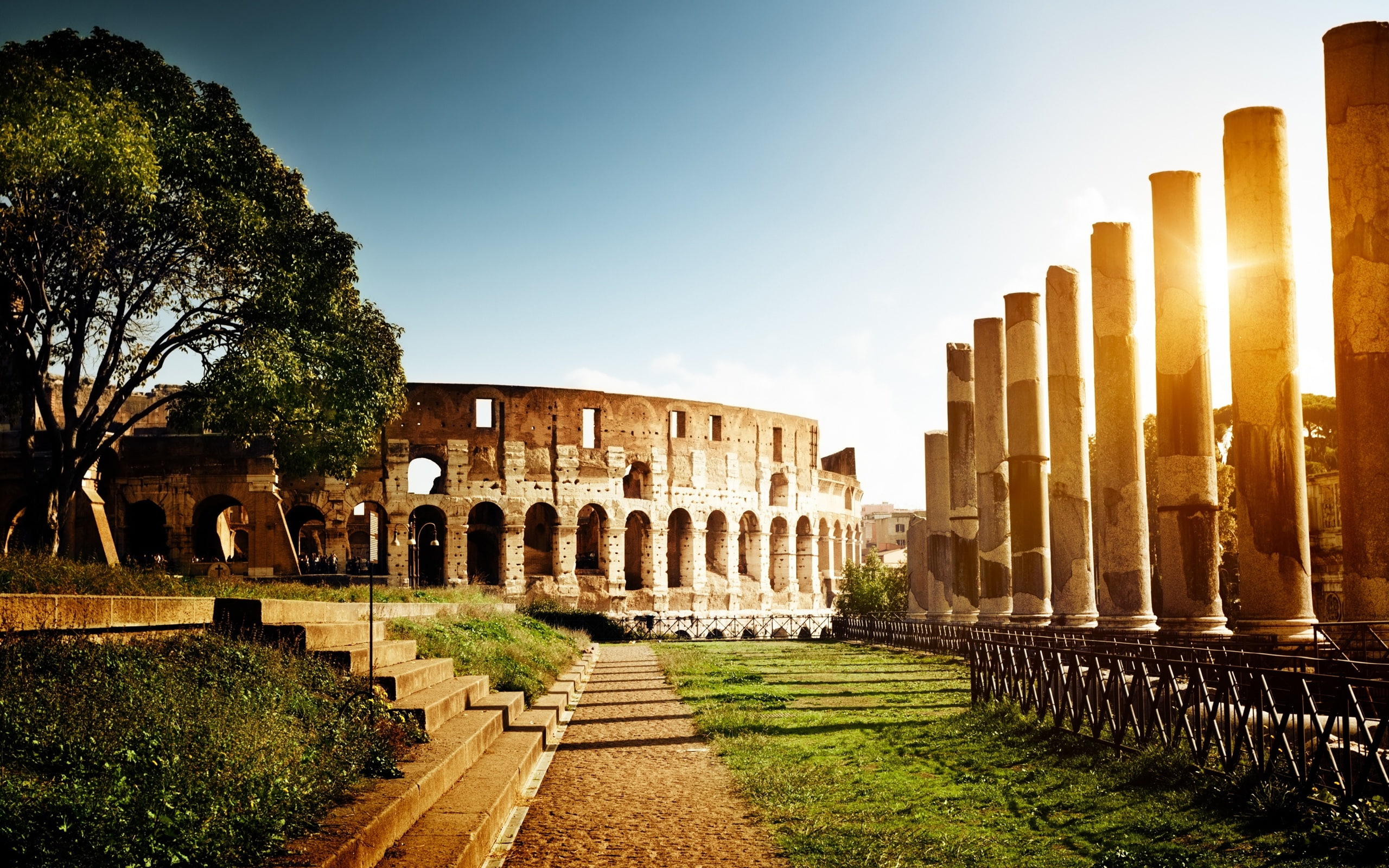 Architecture, Colosseum, Italy, 2K, Ruins, Sun, HD Wallpaper