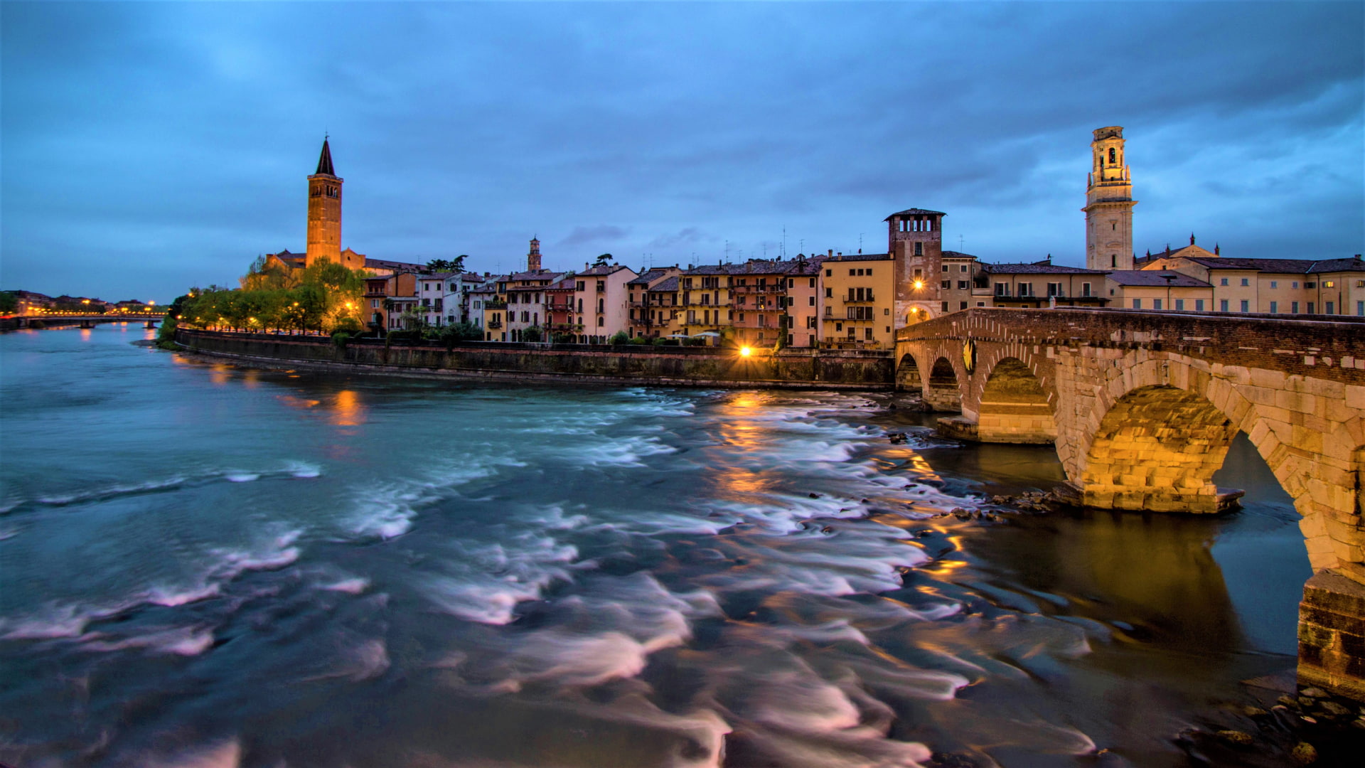 Building, River, Italy, Bride, Verona, Cities, 1080P, City, HD Wallpaper