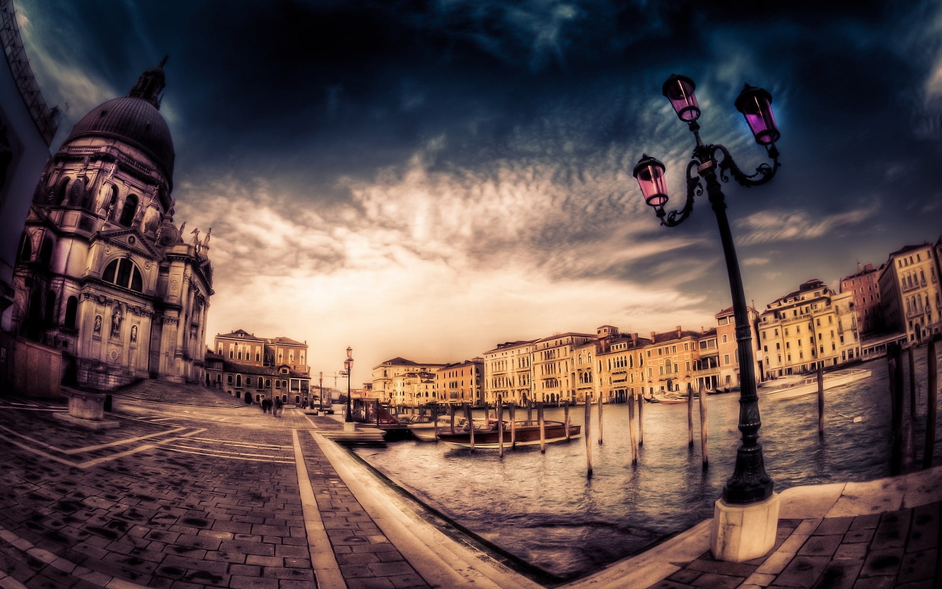 Venice, santa, della, Houses, City, 1080P, Dusk, grand, salute, maria, canal, HD Wallpaper